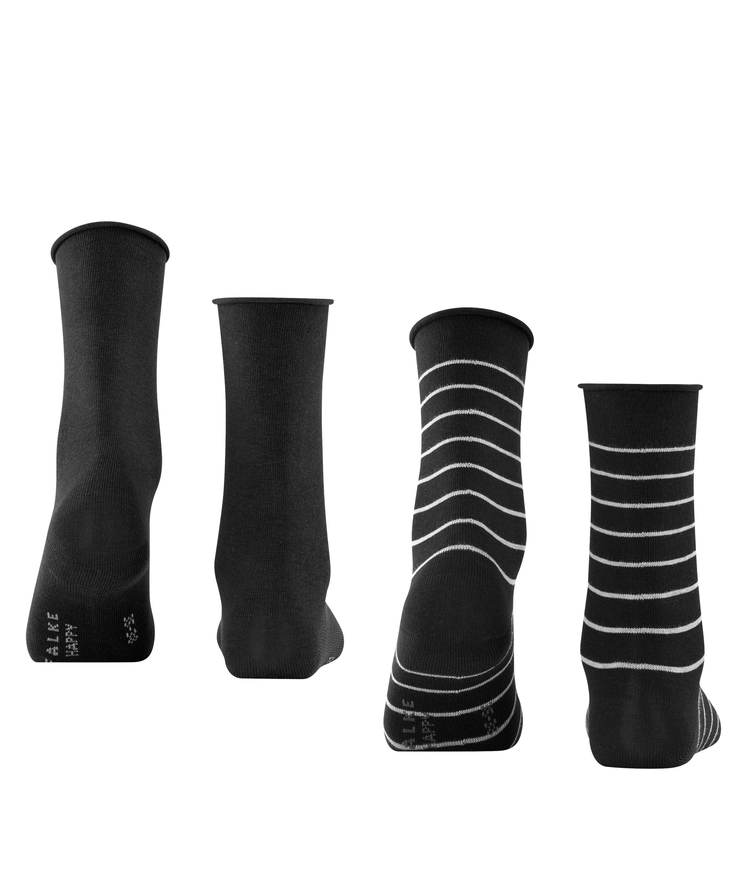 2-Pack Happy (3000) Stripe FALKE Socken black (2-Paar)