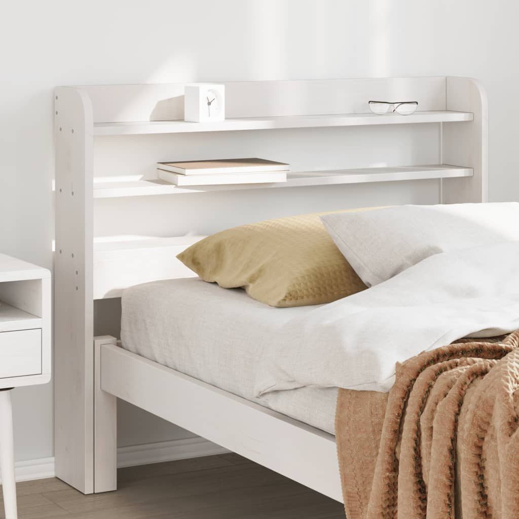 vidaXL Bett, Kopfteil mit Ablagen Weiß 75 cm Massivholz Kiefer günstig online kaufen