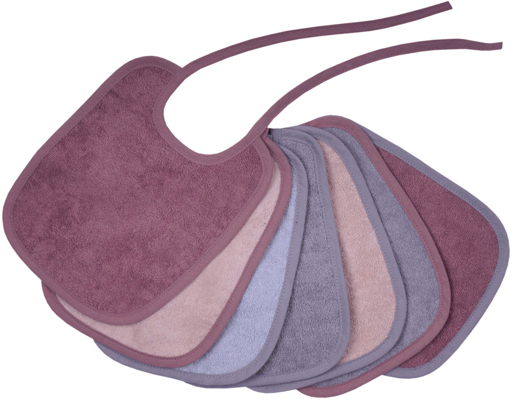 Wörner Lätzchen Bindelätzchen 7er Pack 20x25 cm, (7-St), großes Set, maschinenwaschbar, trocknergeeignet