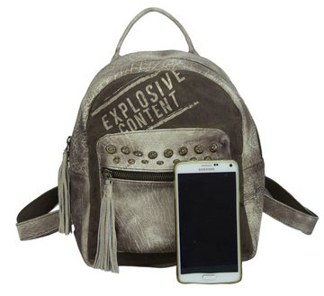 Sunsa Cityrucksack Rucksack, Backpack aus Stone wash Leder und Canvas in Retro Still. Schöne Daypack Tasche für Sie/ Ihn, Stone Wash Canvas & Echtes Leder
