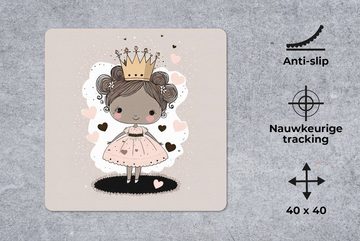 MuchoWow Gaming Mauspad Prinzessinnen - Kleid - Herzen - Pastell - Mädchen (1-St), Mousepad mit Rutschfester Unterseite, Gaming, 40x40 cm, XXL, Großes