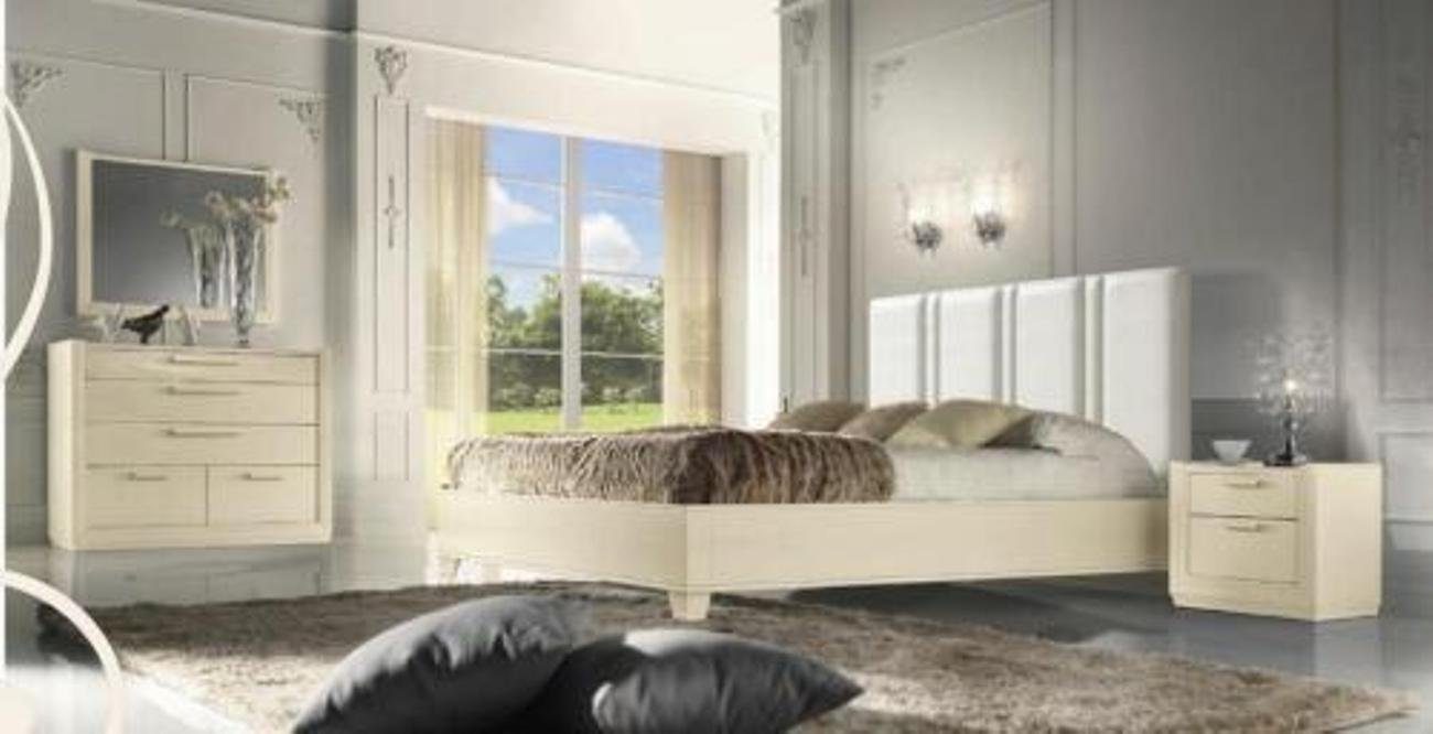 JVmoebel Schlafzimmer-Set, Garnitur Bett Nachttisch Kommode Spiegel Luxus Holz Design 5tlg