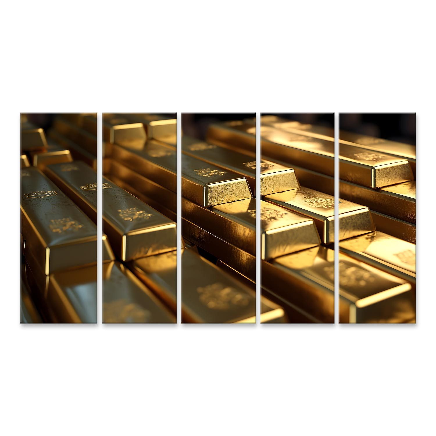 islandburner Leinwandbild Goldbarren Sammlung Reichtum Hintergrund Glanz und Luxus Wandbild