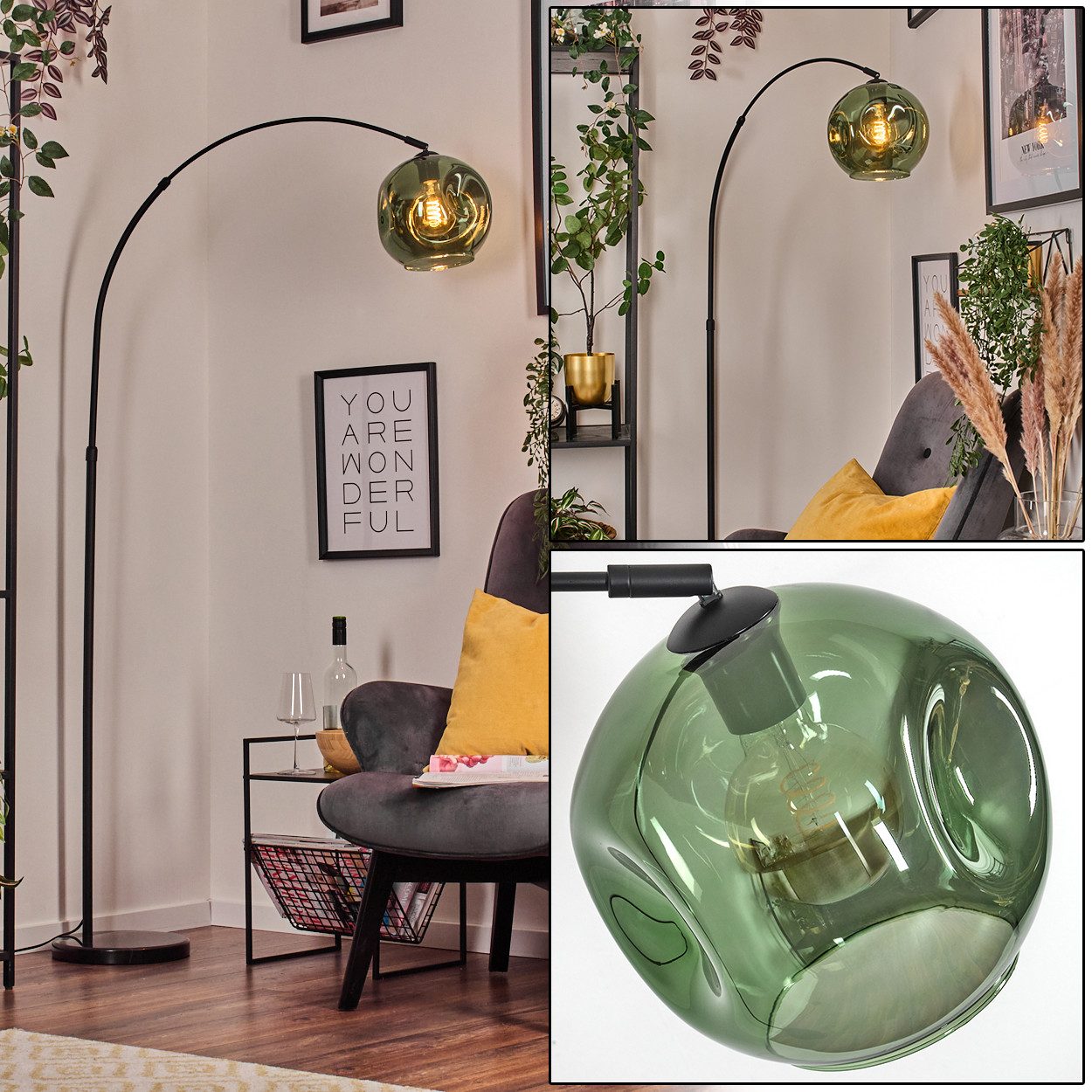 hofstein Stehlampe Stehlampemit Marmorfuß aus Metall/Glas günstig online kaufen