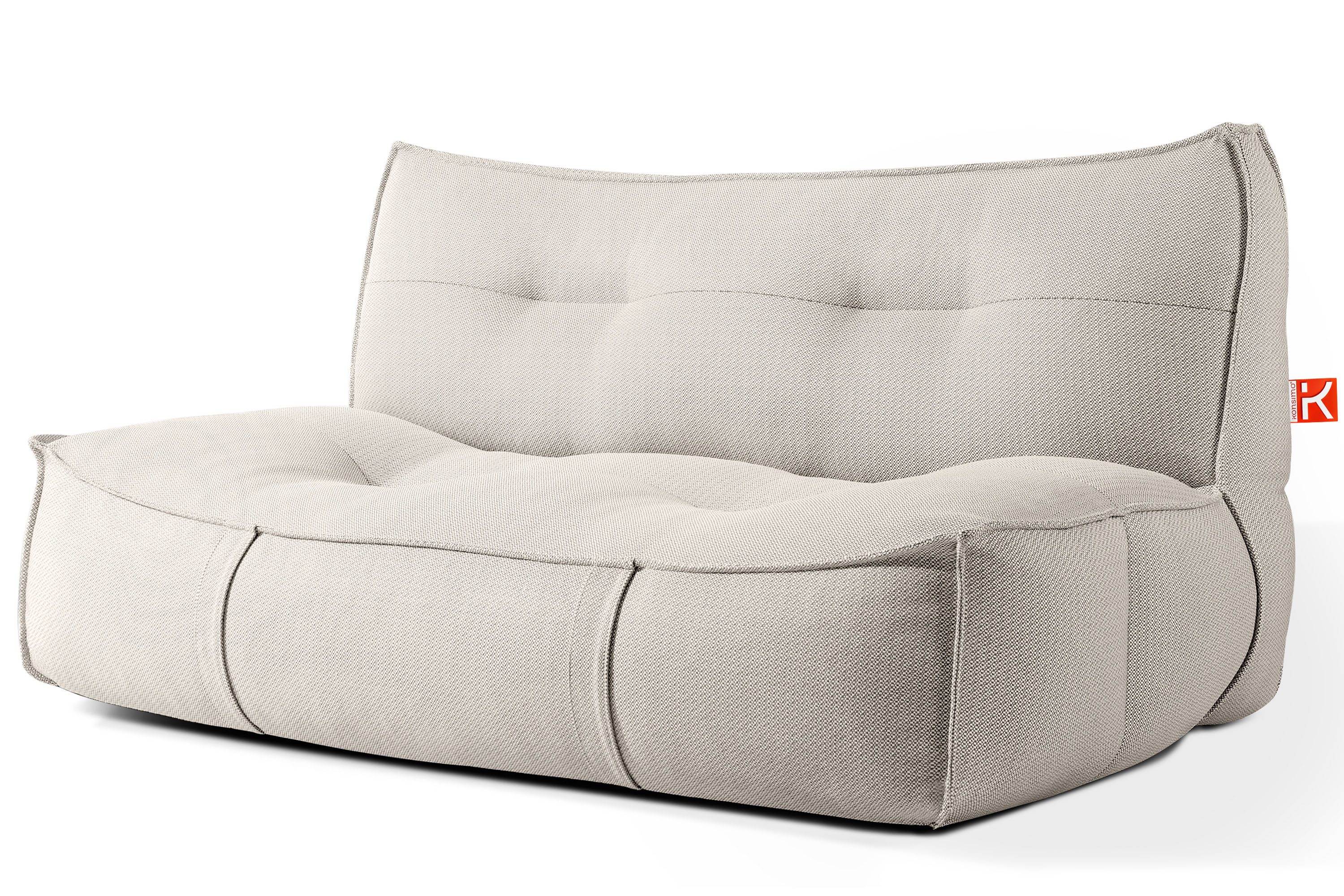 KONSIMO® Gartensofa LOVIA Loungesofa, Gartenmöbel, Sofa 2-Sitzer, Premiumqualität aus EU, hochwertiger Sitzkomfort, mit integrierter Schutzhülle, wetterbeständig, rutschfeste Unterseite, ultra-robuste Griffe