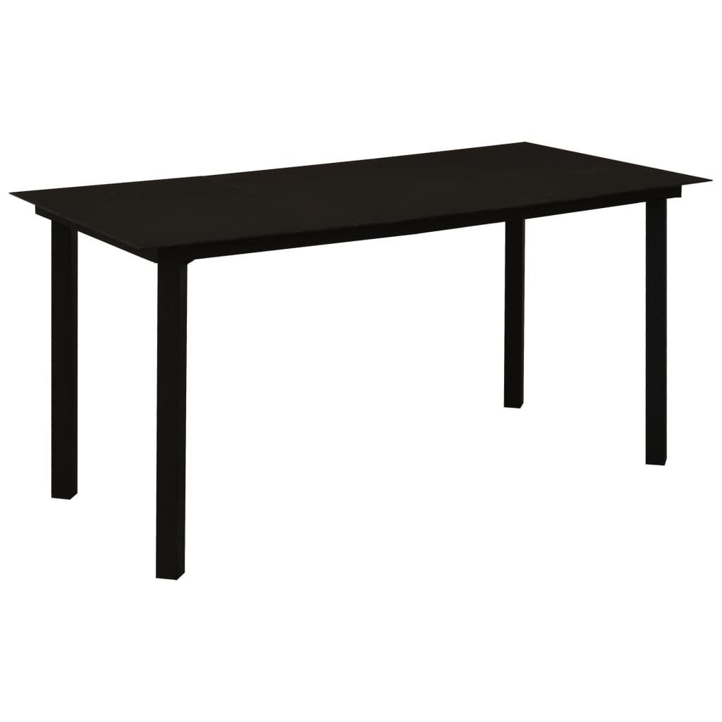 vidaXL Gartentisch Garten-Esstisch Schwarz 150x80x74 cm Stahl und Glas (1-St)