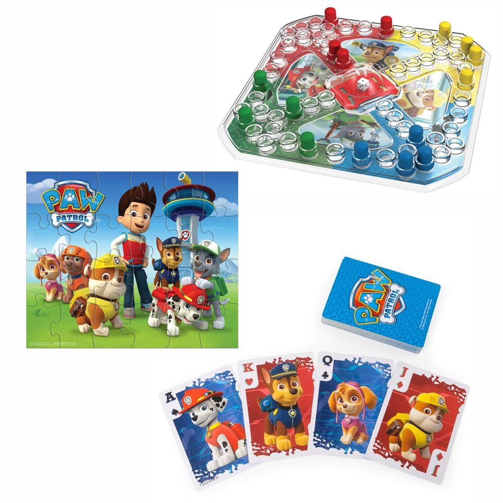 PAW PATROL Spiel Spiele Set 3 in 1 Paw Patrol Spinmaster Kinder Familien Spiel, Brettspiel