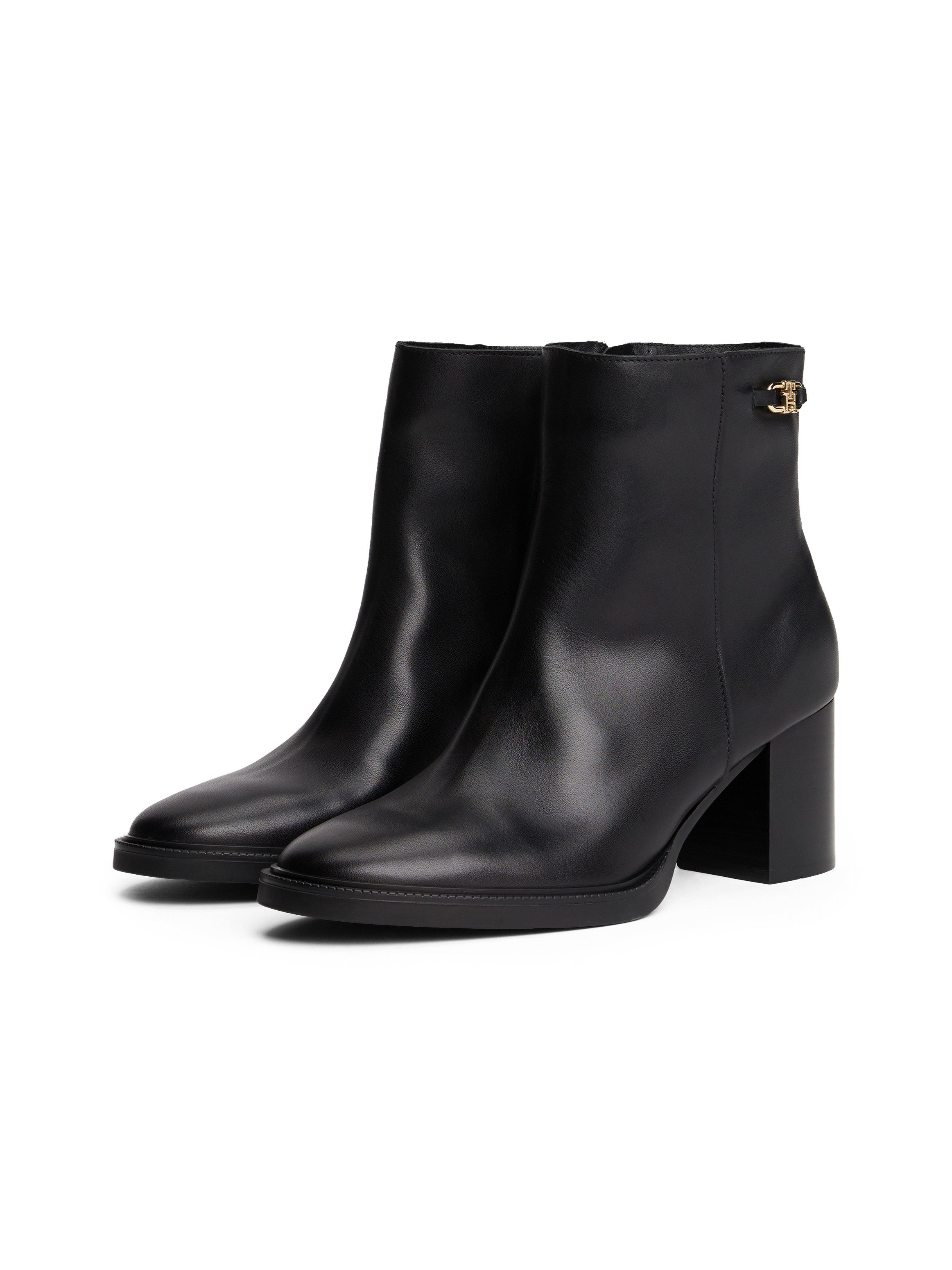 Tommy Hilfiger STACKED HEEL LEATHER ANKLE BOOT Stiefelette, Blockabsatz, An günstig online kaufen
