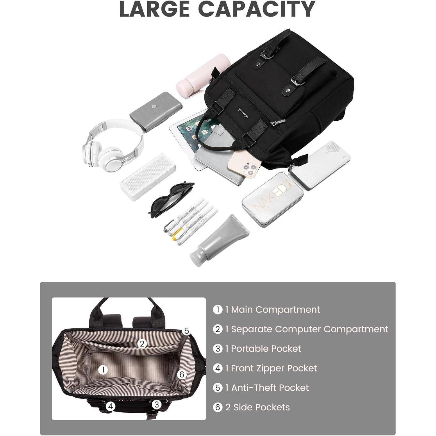 LuxusKollektion Laptoprucksack Rucksack Damen Klein Wasserdicht Cityrucksack Schwarz