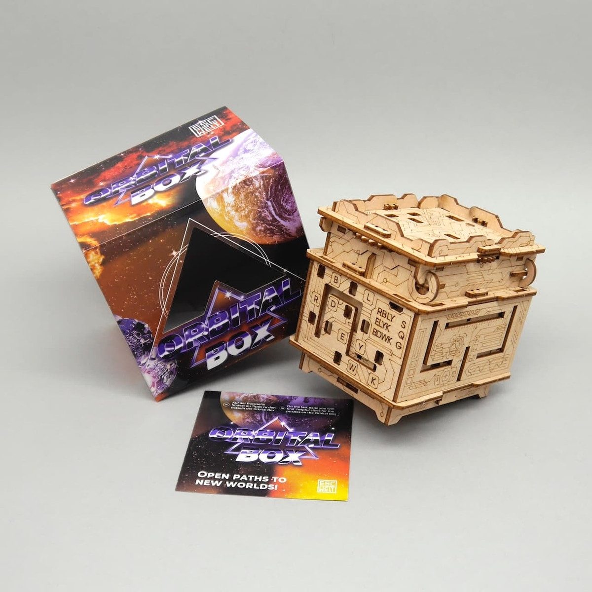 ESC, Escape Welt Spiel ORBITAL BOX - galaktische Cluebox mit Geheimfach, Knobelspiel, Holzspiel