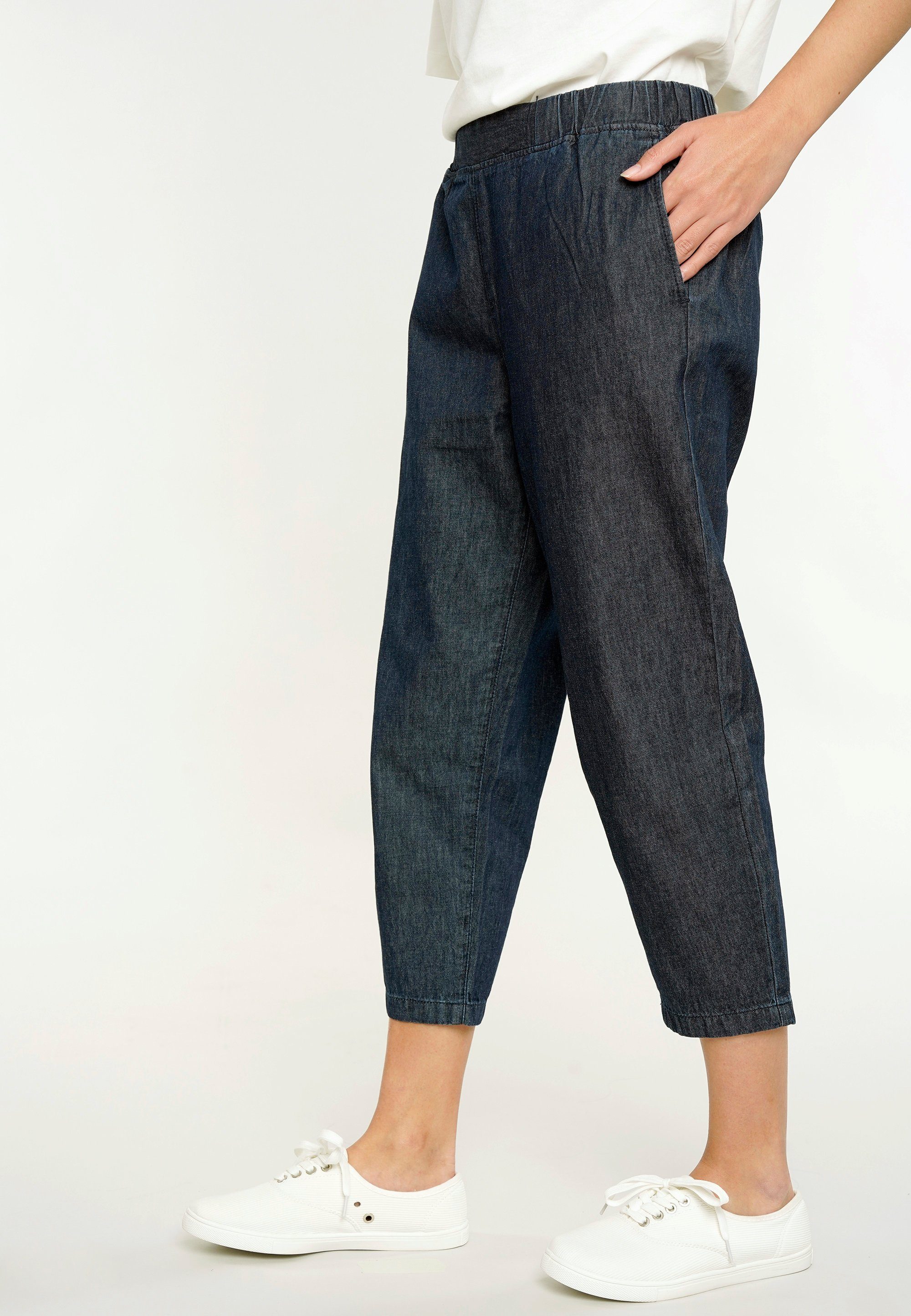 Audrey leichtem darkblue-denim GIORDANO 3/4-Hose aus Material