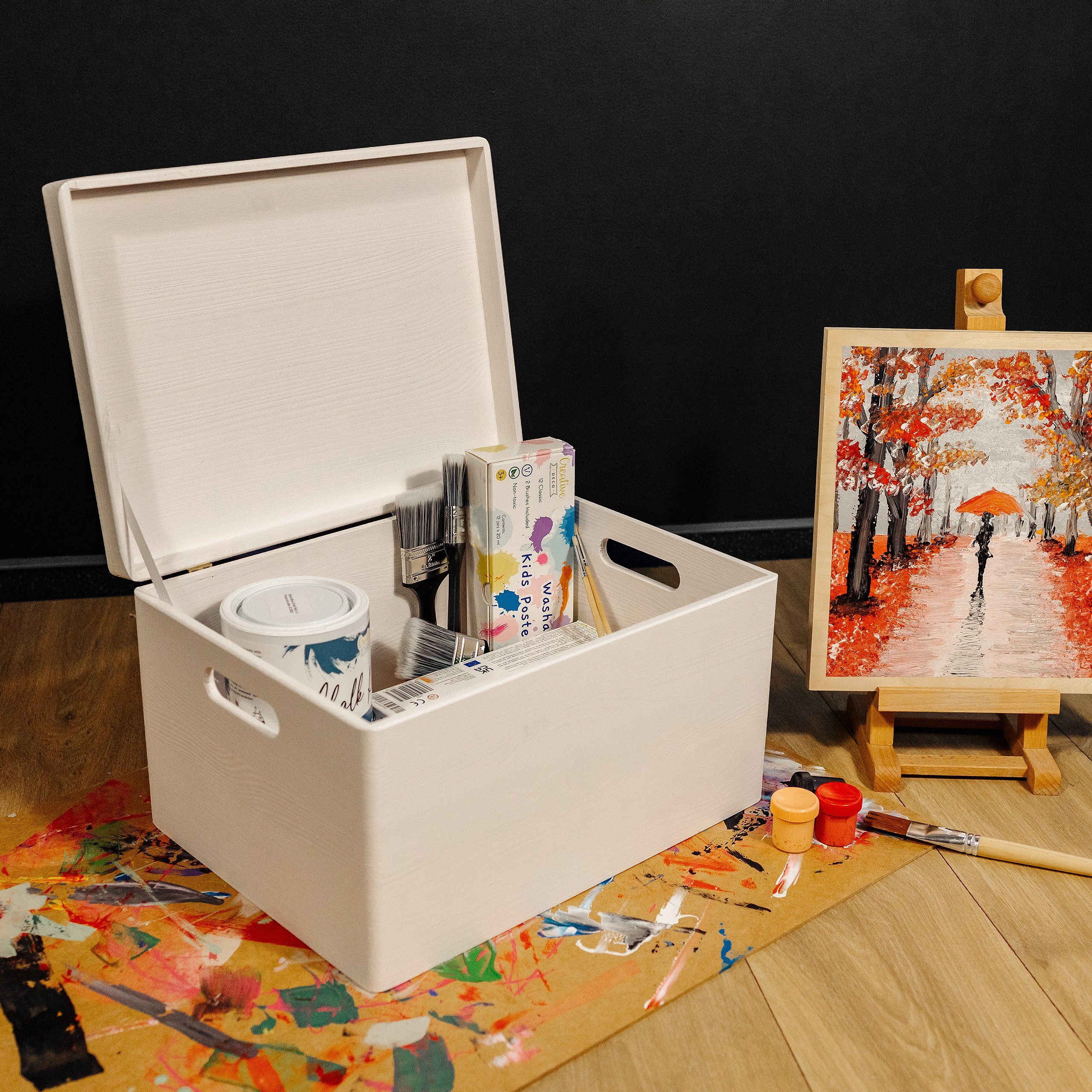 Creative Deco Holzkiste mit Deckel XXL groß 40x30x24 cm Erinnerungsbox Baby günstig online kaufen