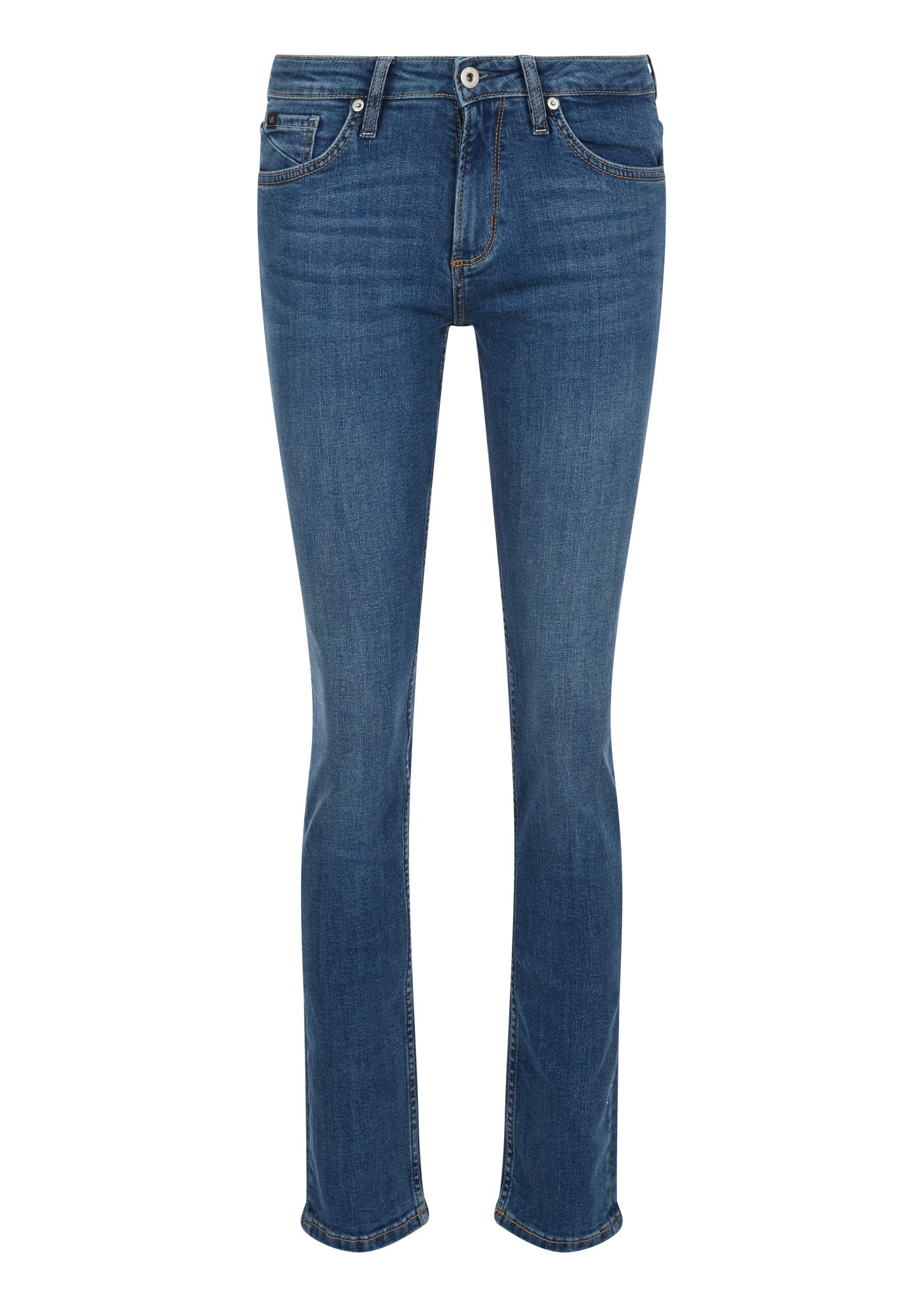 QS Stoffhose Jeans Catie / Slim Fit / Mid Rise / Slim Leg Label-Patch blue