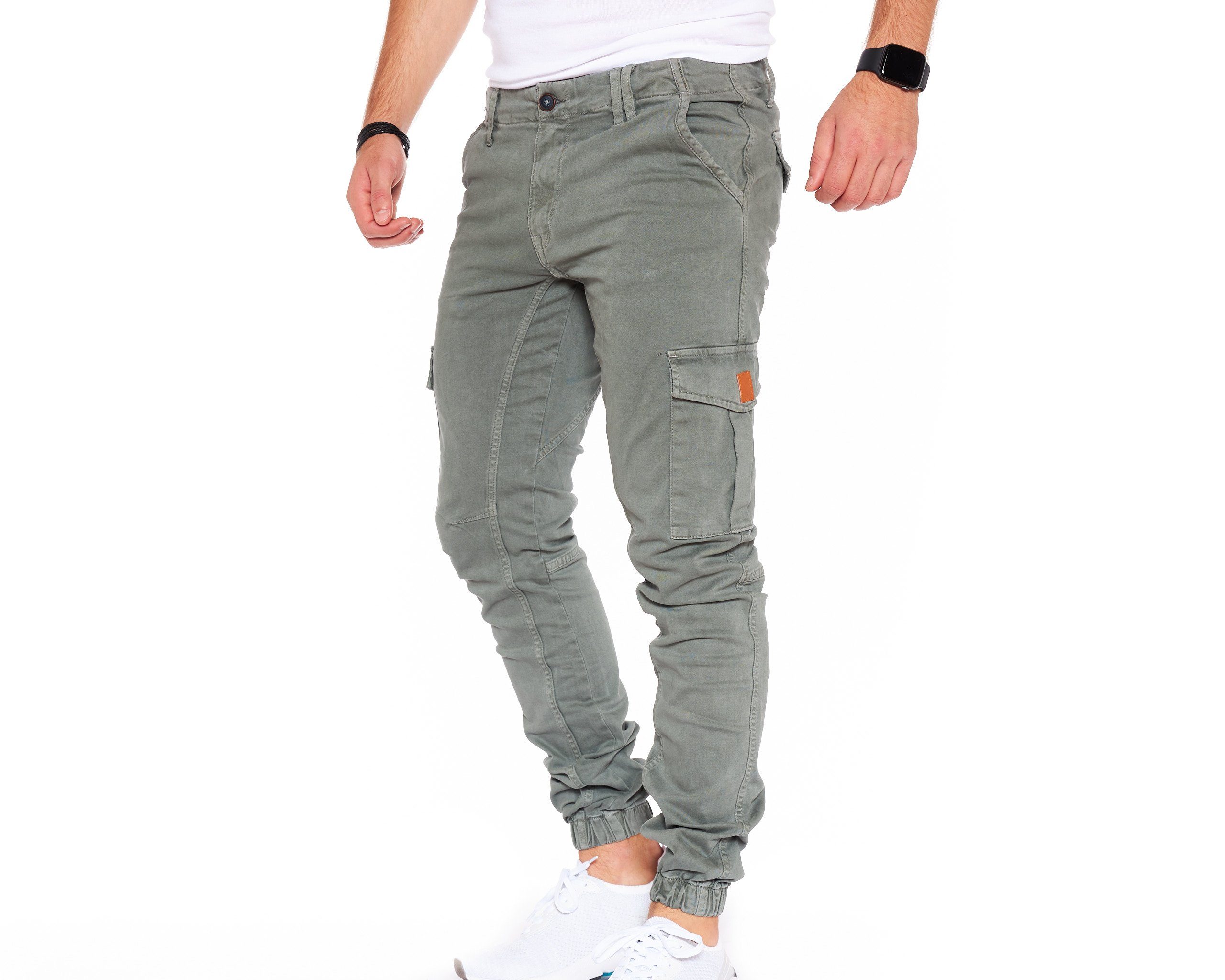 Styleko Styleko Olive-Gürtelbund männer Cargohose 8001 Chinohose Hose Cargohose Chino Cargohose Herren