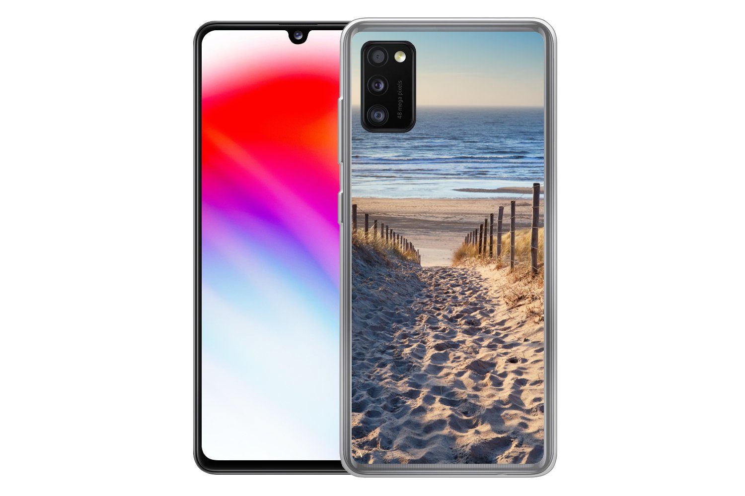 MuchoWow Handyhülle für Samsung Galaxy A41 Strand - Meer - Niederlande - Dünen - Sonne, Smartphone-Bumper, Print, Handy Schutzhülle Dünn