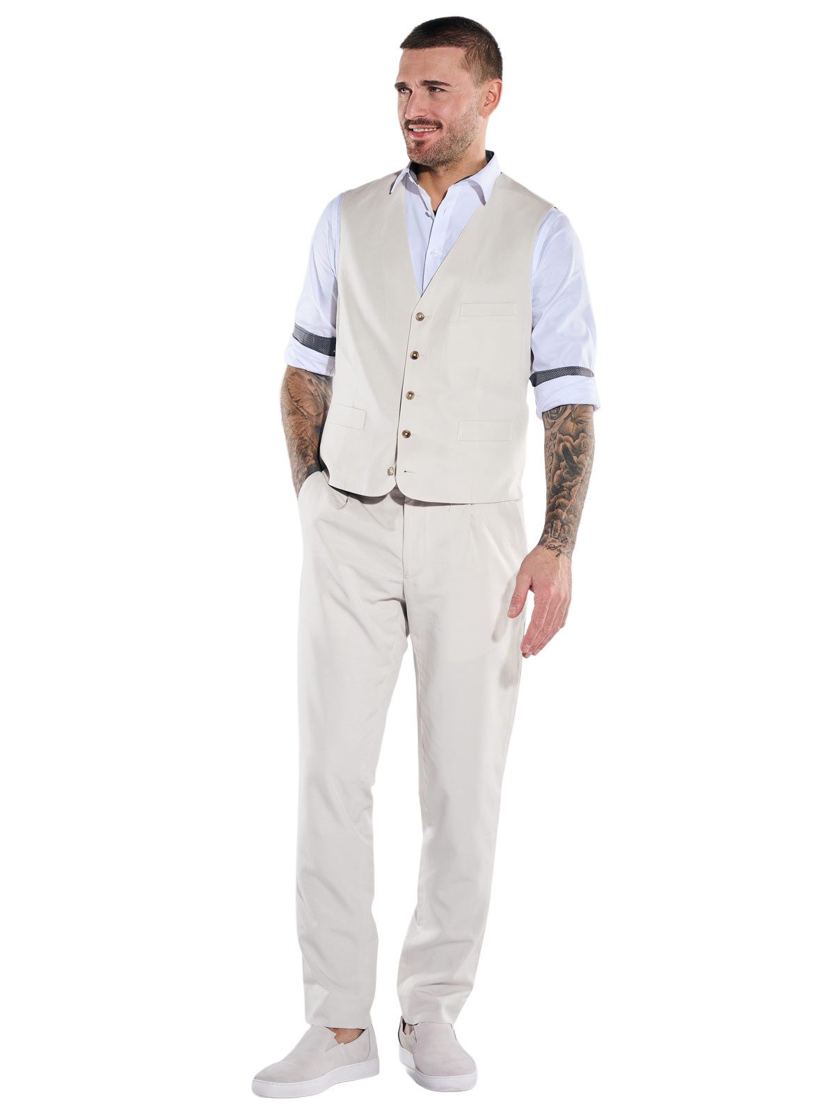 emilio adani Anzugweste Herren Anzugweste aus Leinenmischqualität, Naturweiss