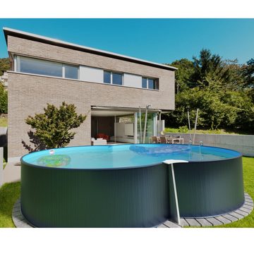 Planet Pool Achtformpool Stahlwandpool achtform 540x350x120 cm, Stahl 0,4 m (Einzelbecken), verzinkte Stahlwand