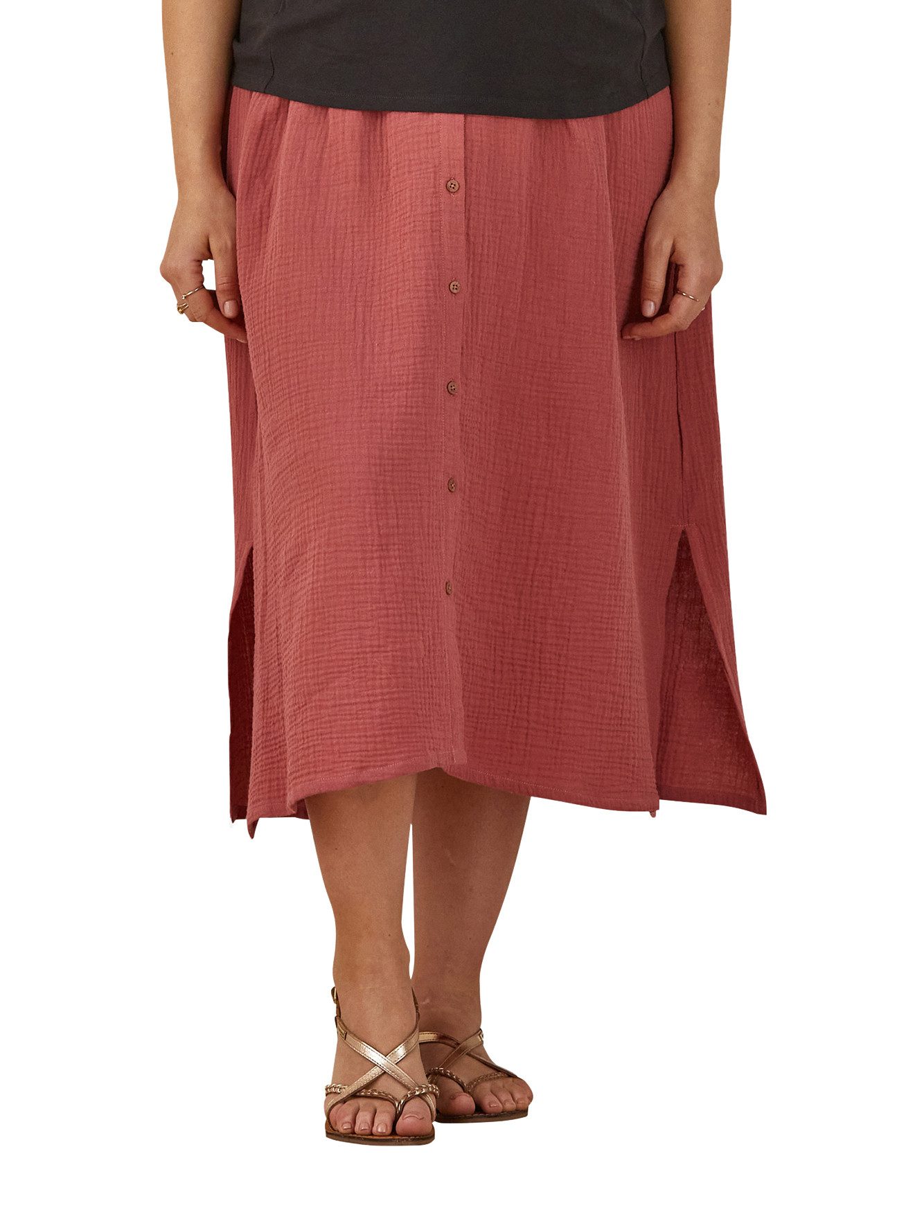 vertbaudet Umstandsrock Umstands-Maxirock aus Musselin mit breiten Dehnbund