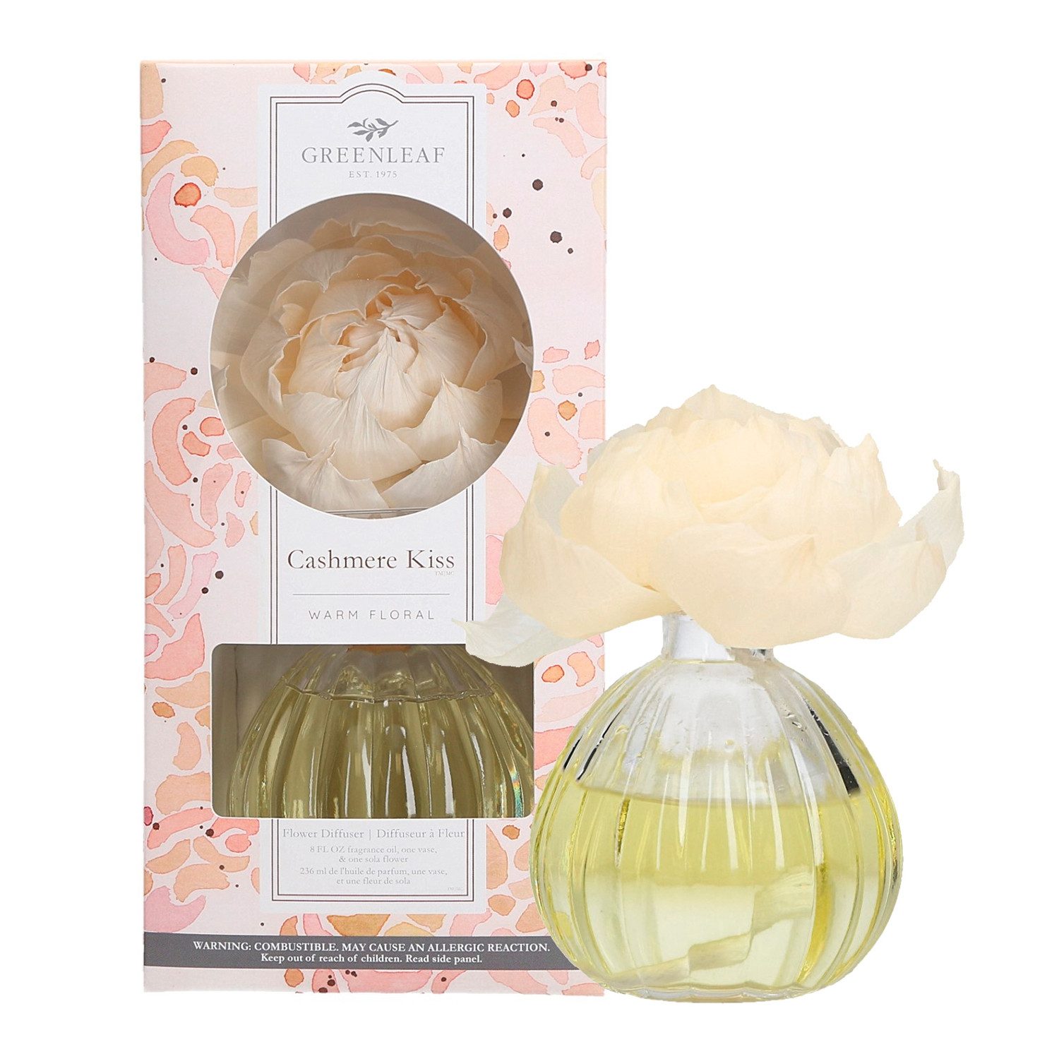 Greenleaf Raumduft Cashmere Kiss 236 ml (1-St), Diffuser mit Docht und Blume als Duftträger
