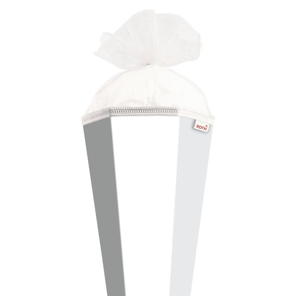 Roth Schultüte Basteltüte Weiß, 85 cm, eckig, mit Tüllverschluss, Rot(h)-Spitze