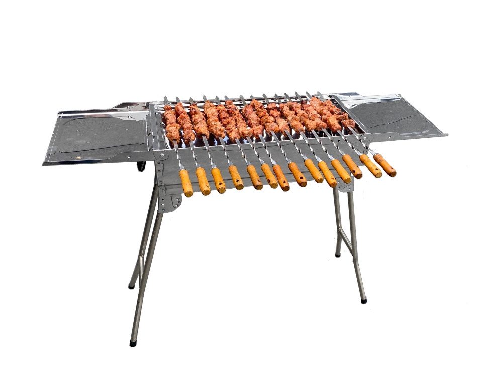 walexo Holzkohlegrill Mangal (inkl. 14 Spieße aus Edelstahl mit Holzgriff)