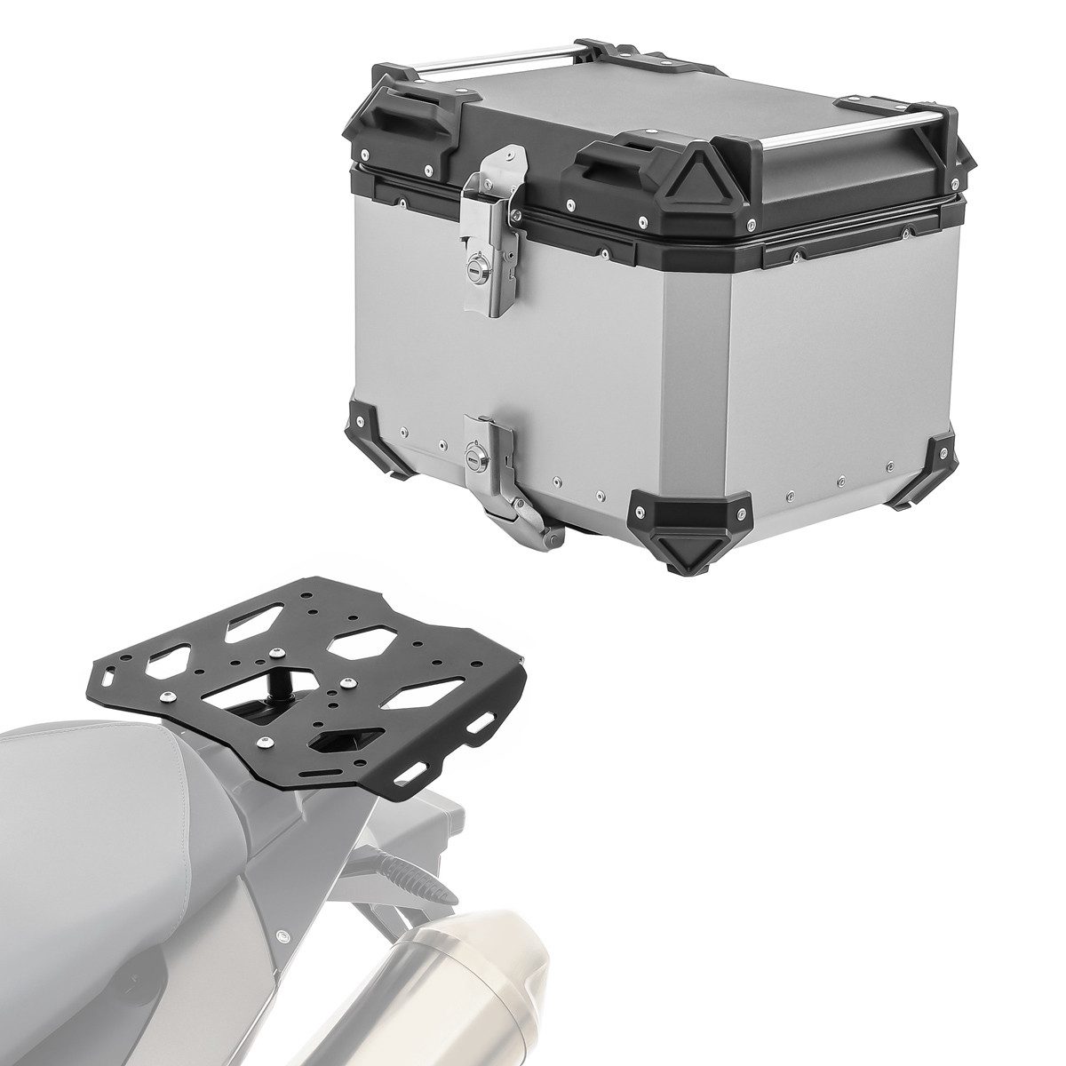 Bagtecs Topcase Set Alu Topcase + Gepäckbrücke für BMW F 800 GS /Adventure 08-18 XB45