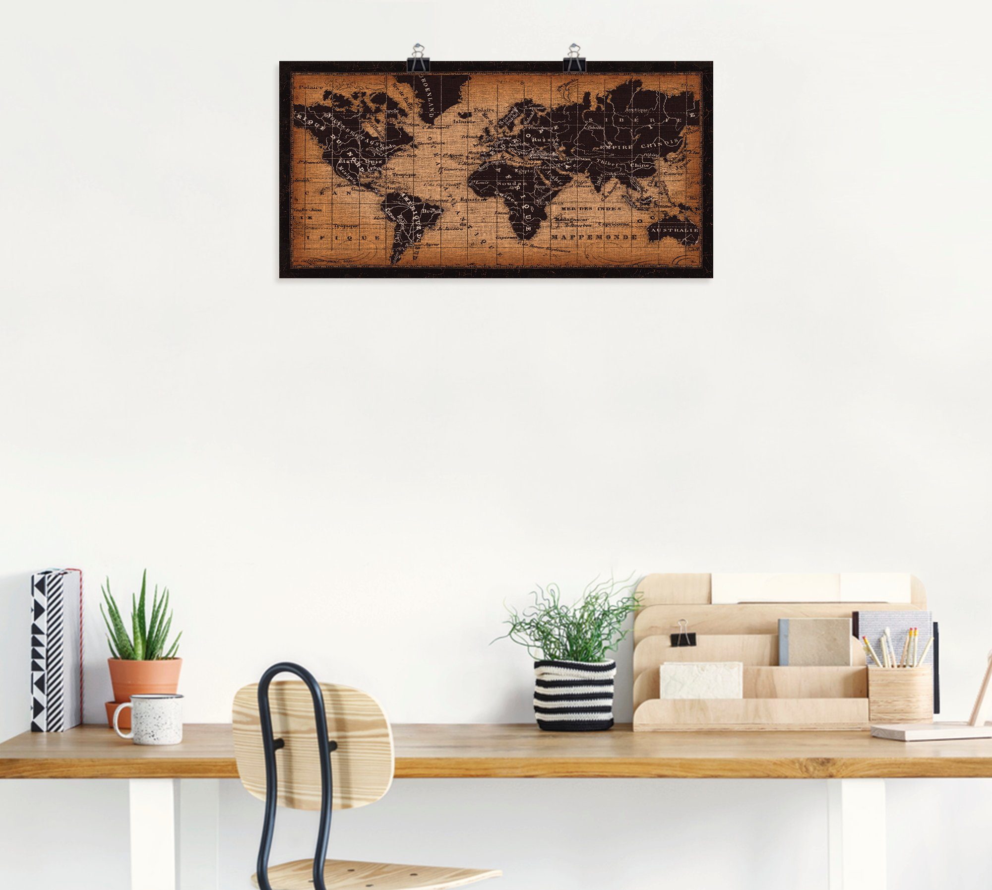 Artland Wandbild Alte Weltkarte, Landkarten (1 St), als Leinwandbild, Poster in verschied. Größen