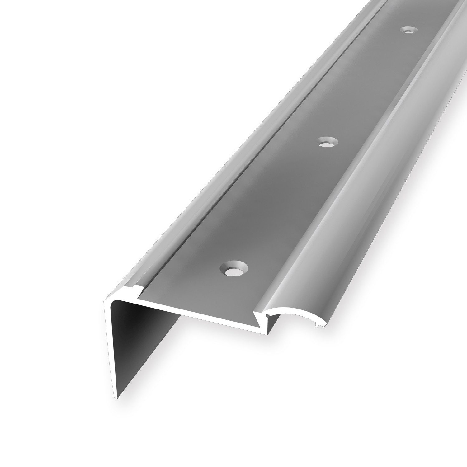 Küberit Treppenkantenprofil 33 x 51.5 x 2500 mm Winkelprofil Silber Gebohrt Aluminium