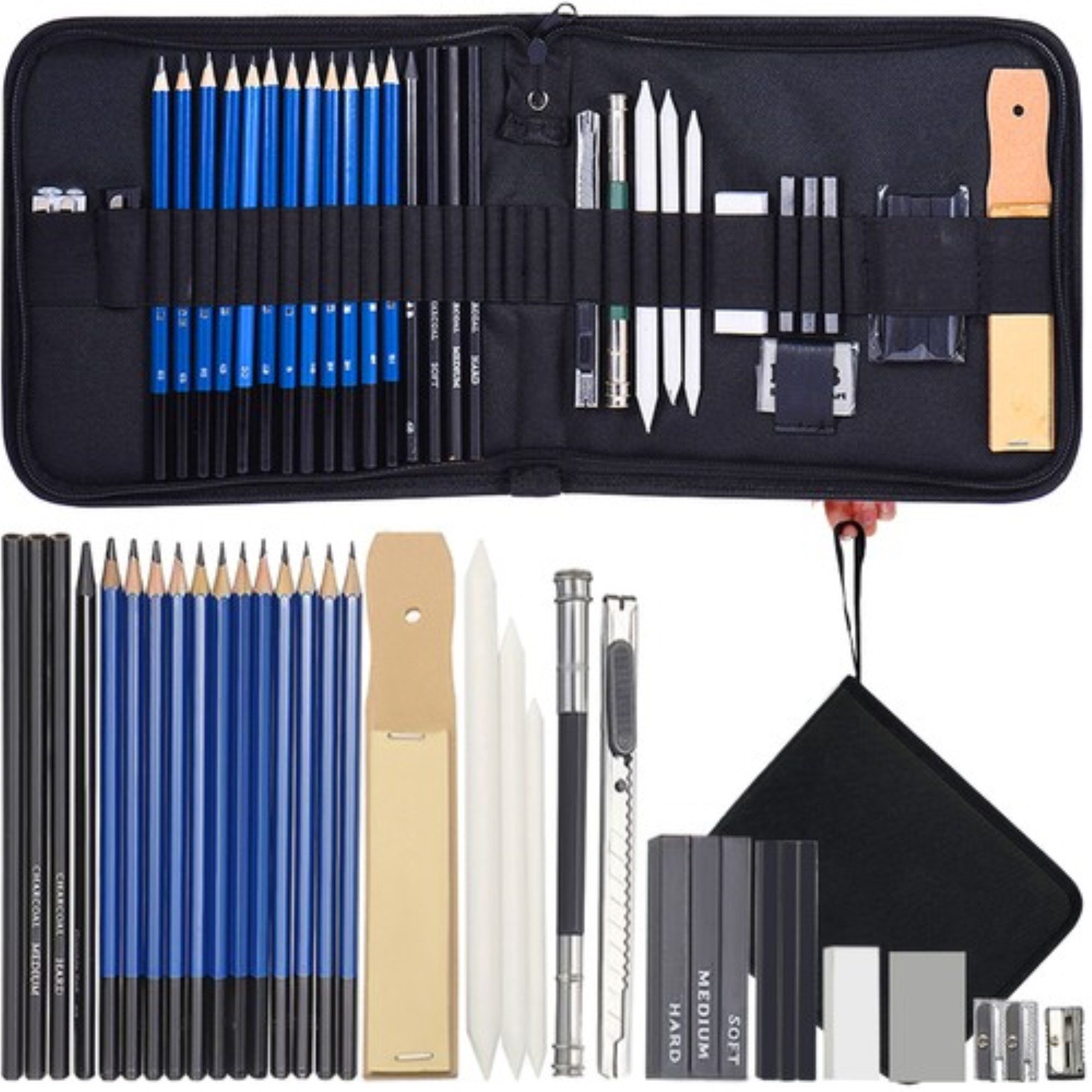 MAALEO Druckbleistift Professionelles Skizzenset mit umfassenden Elementen, (Skizzen-Set, 32-tlg., 32-tlg. Skizzen-Set), Vielseitiges Set für kreative Projekte aller Art