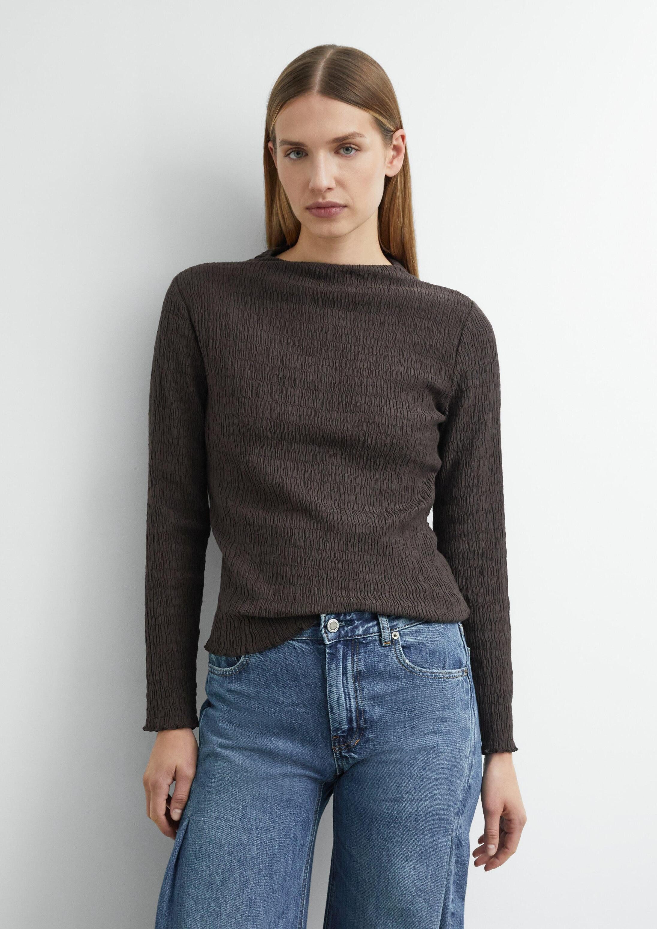 comma Langarmshirt T-Shirt Strukturiertes Longsleeve mit leichtem Mockneck