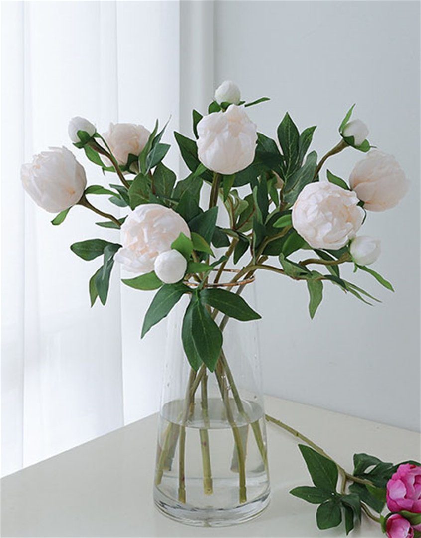 Seidenpfingstrosenblüte, 1 Einzelne UG, Pfingstrosen, L.Ru Blüte, 1 Knospe künstliche Kunstblumenstrauß Hochwertige