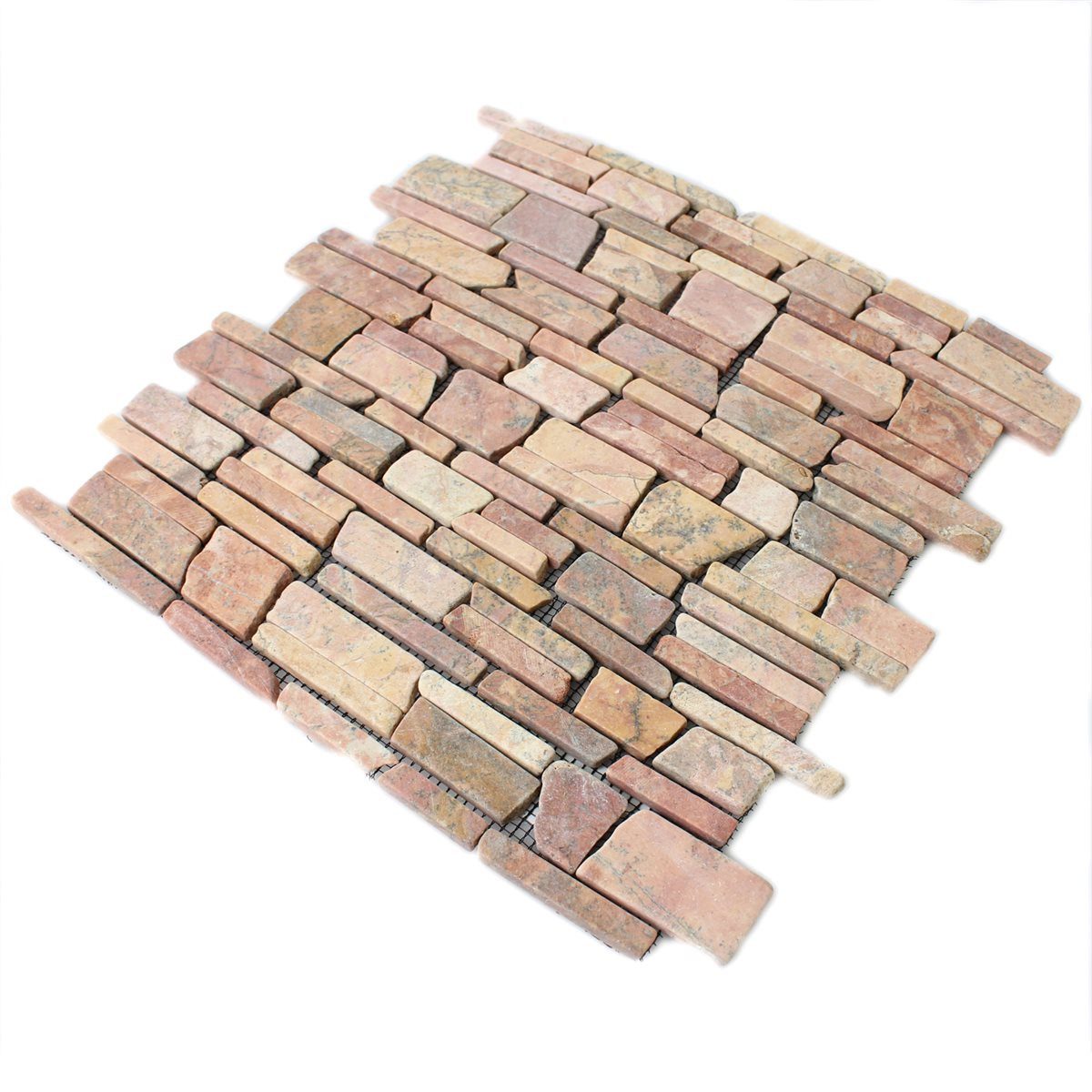 Mosafil Mosaikfliesen Mosaikfliesen Marmor Napola Bricks, Marmor 30.500x30.500, rot, Rutschfest