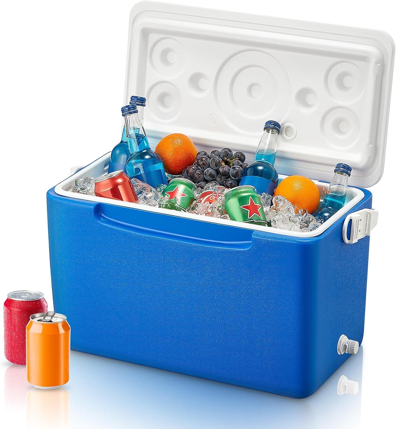 FOHERE Kühlbox Tragbare Kühlbox, 26 Liter Fassungsvermögen, isolierte Eisbox, mit Griff, Blau