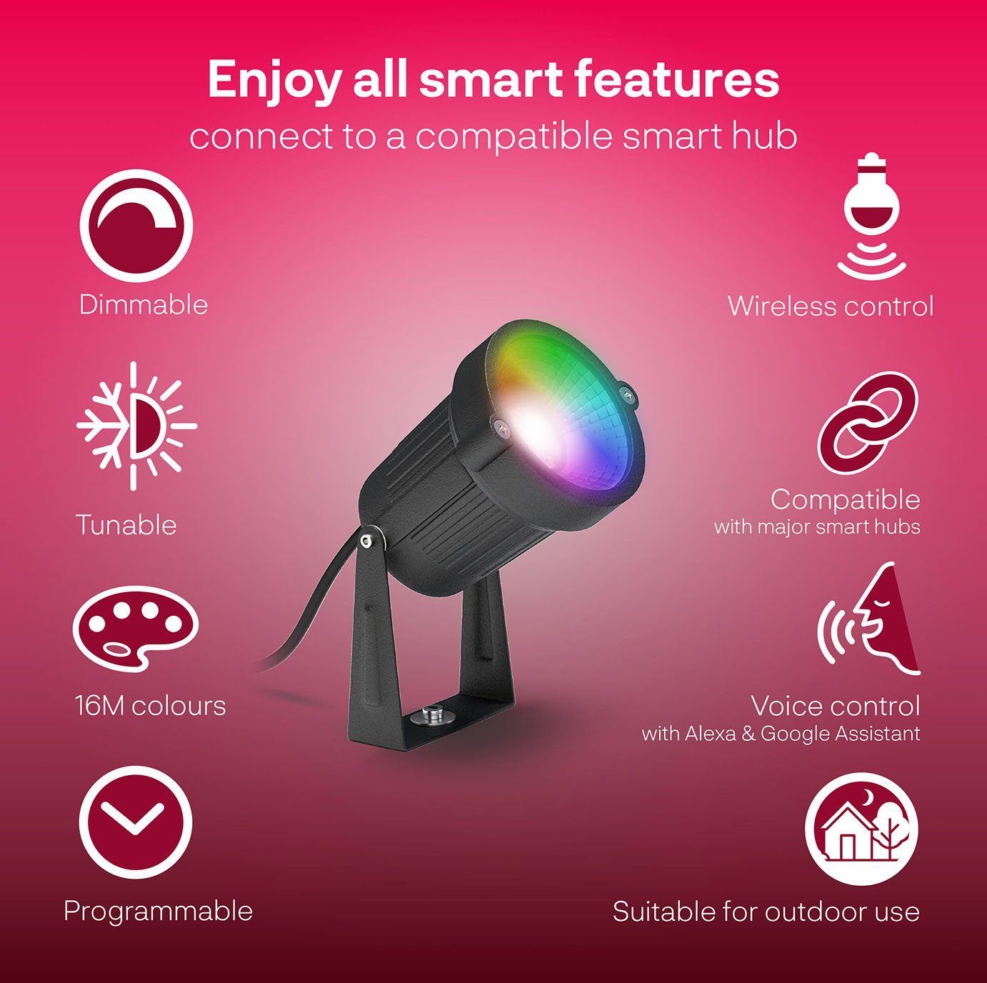 innr Gartenstrahler OSL, Colour RGB, EU integriert, Light Smart - Outdoor LED Spot 130 OSL C Version fest Dimmfunktion