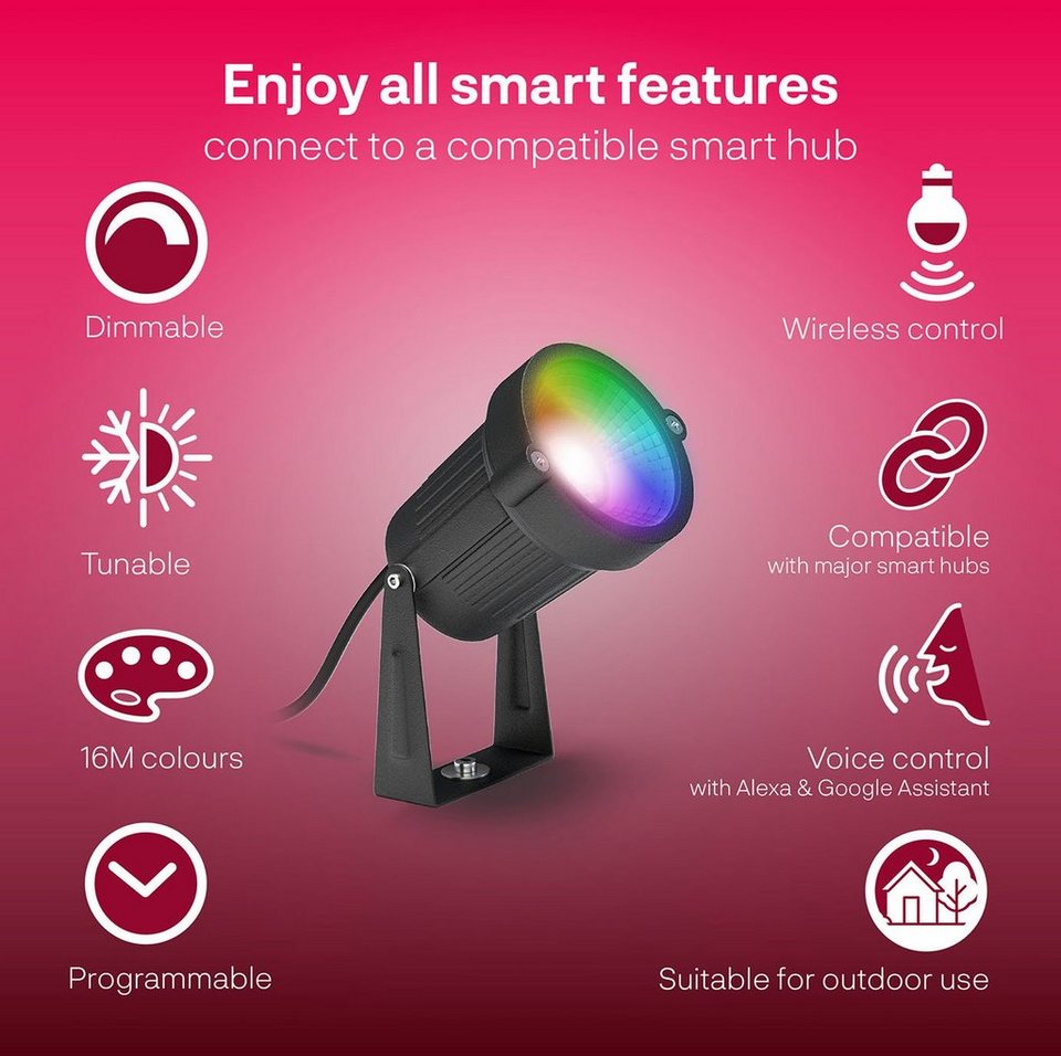 innr Gartenstrahler OSL, Dimmfunktion, LED fest integriert, RGB, Smart  Outdoor OSL 130 C Spot Light Colour - EU Version