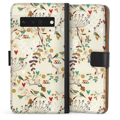 DeinDesign Handyhülle Retro Vogel Blumen Floral Wilderness, Google Pixel 6 Pro Hülle Handy Flip Case Wallet Cover