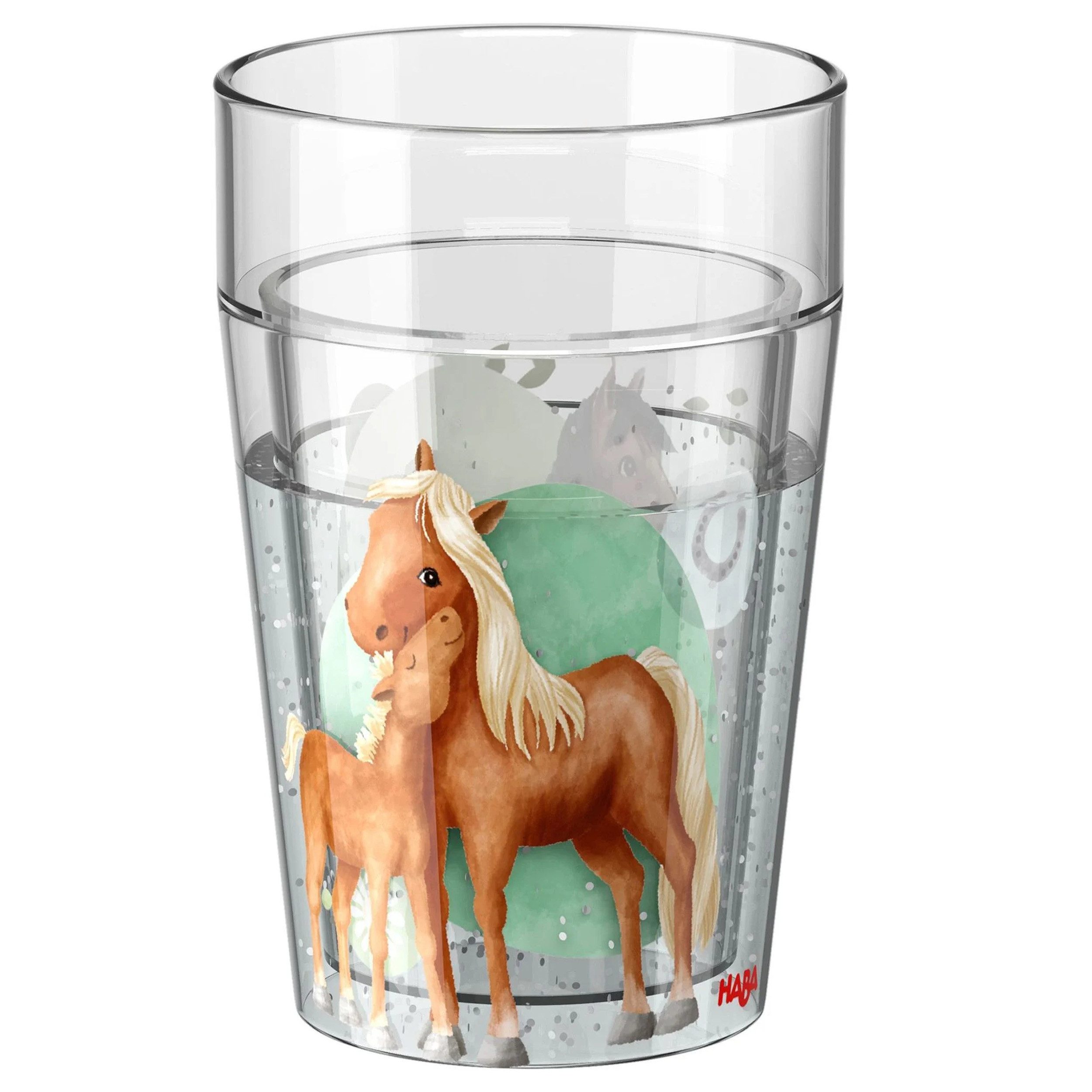 Becher HABA Glitzerbecher Pferde Doppelwandig Kunststoff