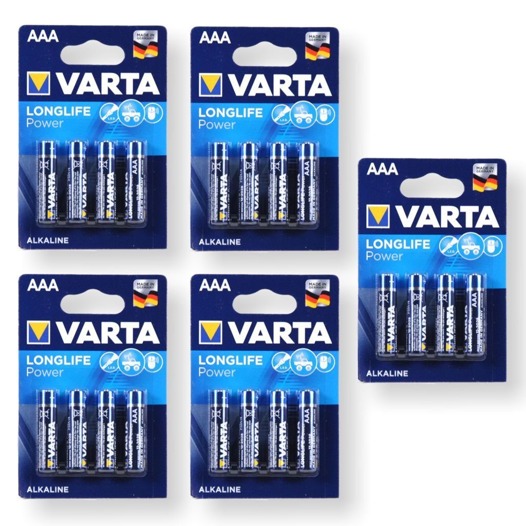 VARTA 5 Blister Varta High Energy 1,5V Micro AAA Batterie, (4 Batterien je Blister)