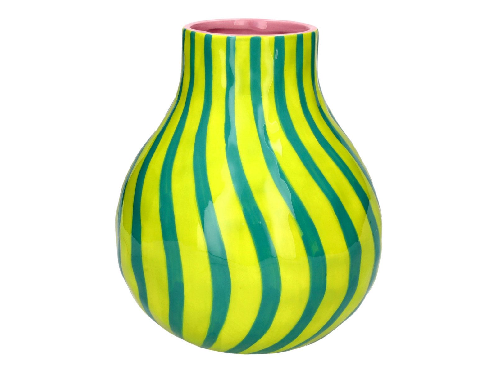 Giftcompany Dekovase Artisan Vase gestreift M grün/türkis 16,8cm (Vasen)