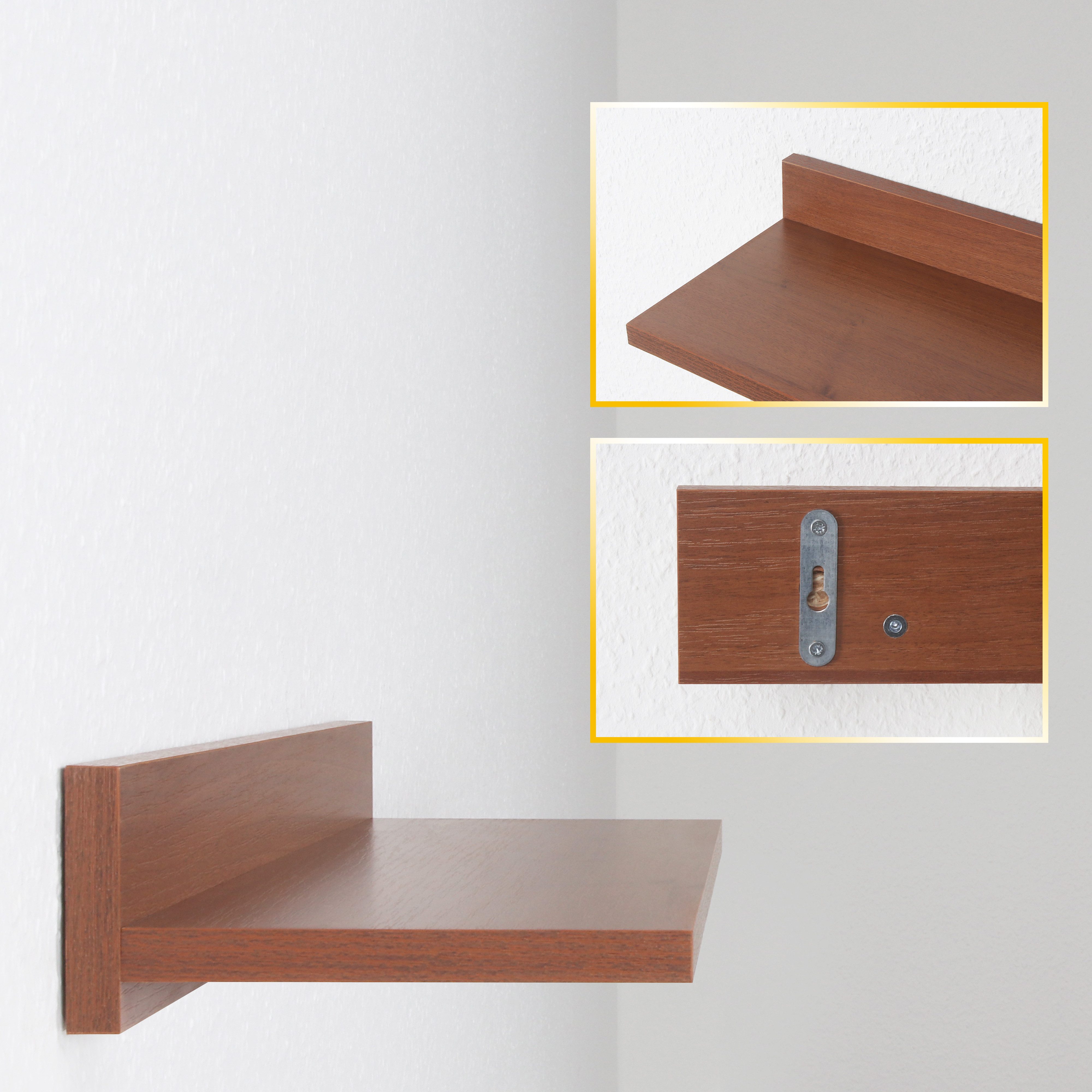 RICOO Wandboard WM056-ER, 1-tlg., schwebendes Wandregal Hängeregal Schweberegal an der Wand