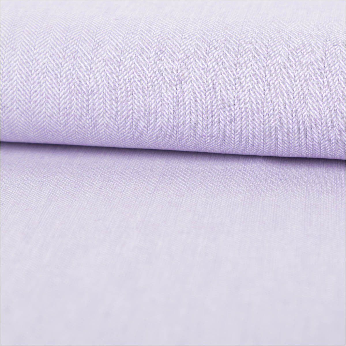 SCHÖNER LEBEN. Stoff Leinen-Baumwollstoff Meterware Chambray Fischgrät flieder 138cm, nachhaltig,doubleface,atmungsaktiv,pflegeleicht