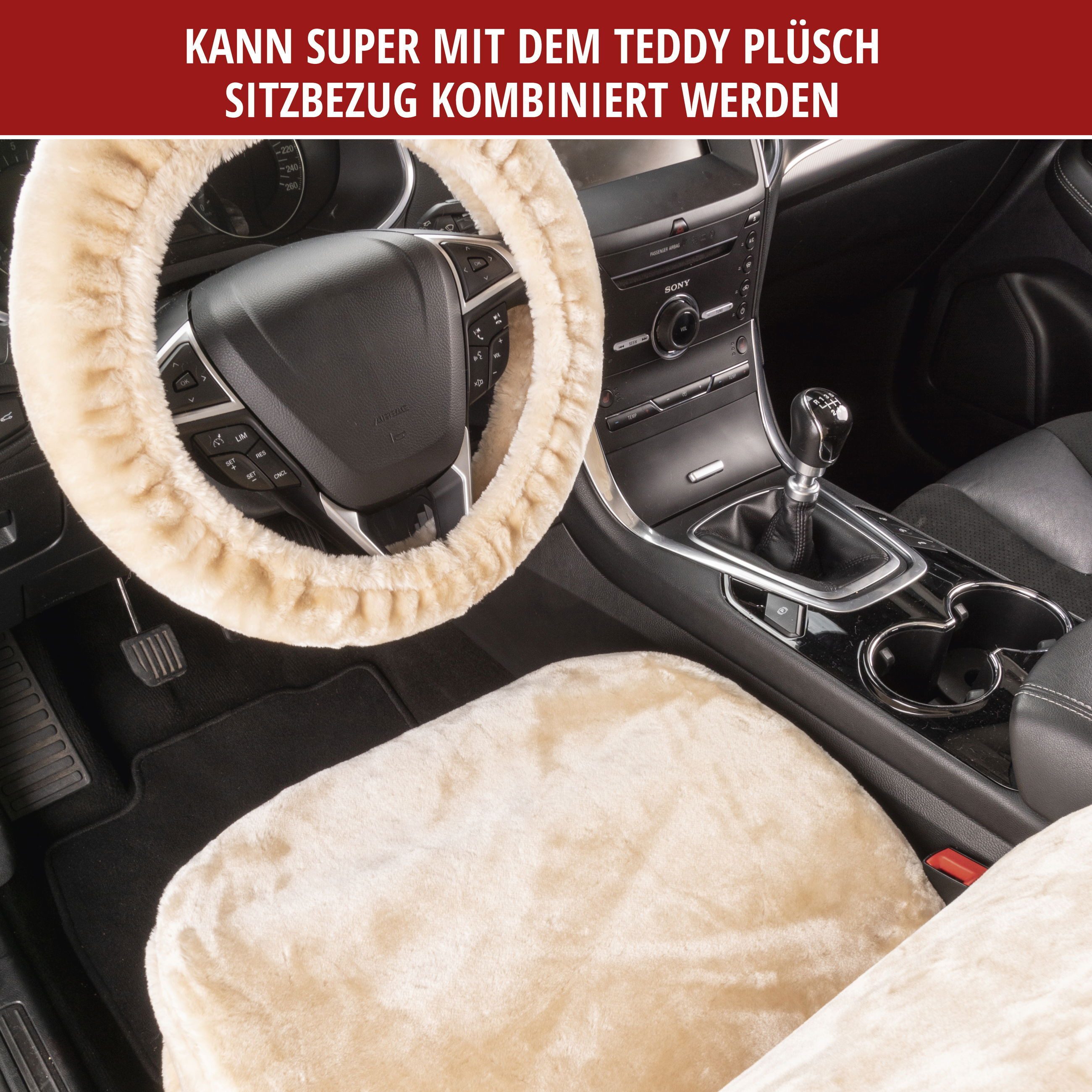 WALSER Steering Wheel Cover, Teddy Bear, (1-piece)