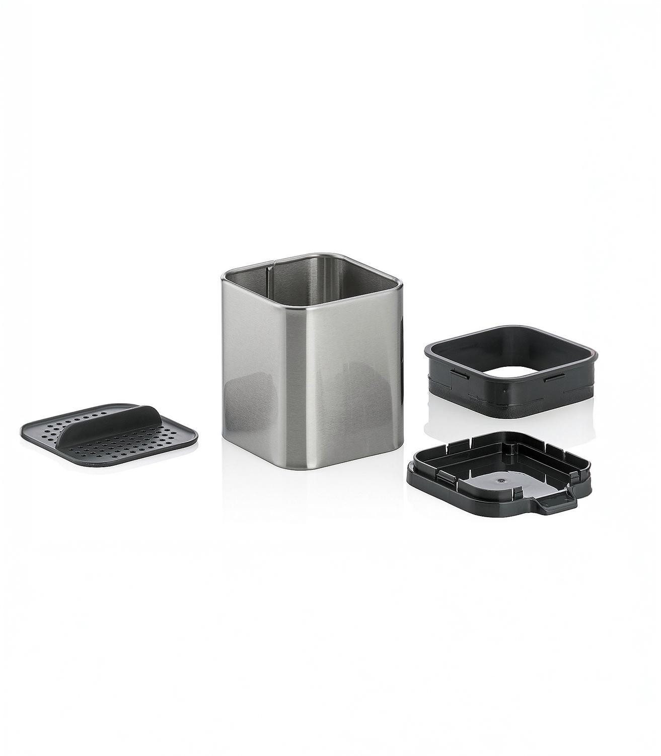 kela Besteckhalter Besteckabtropfbehälter PLATA, 11,5 x 18,5 cm, (1-tlg), Edelstahl, Schwarz matt, Kunststoff, mit Wasserausguss