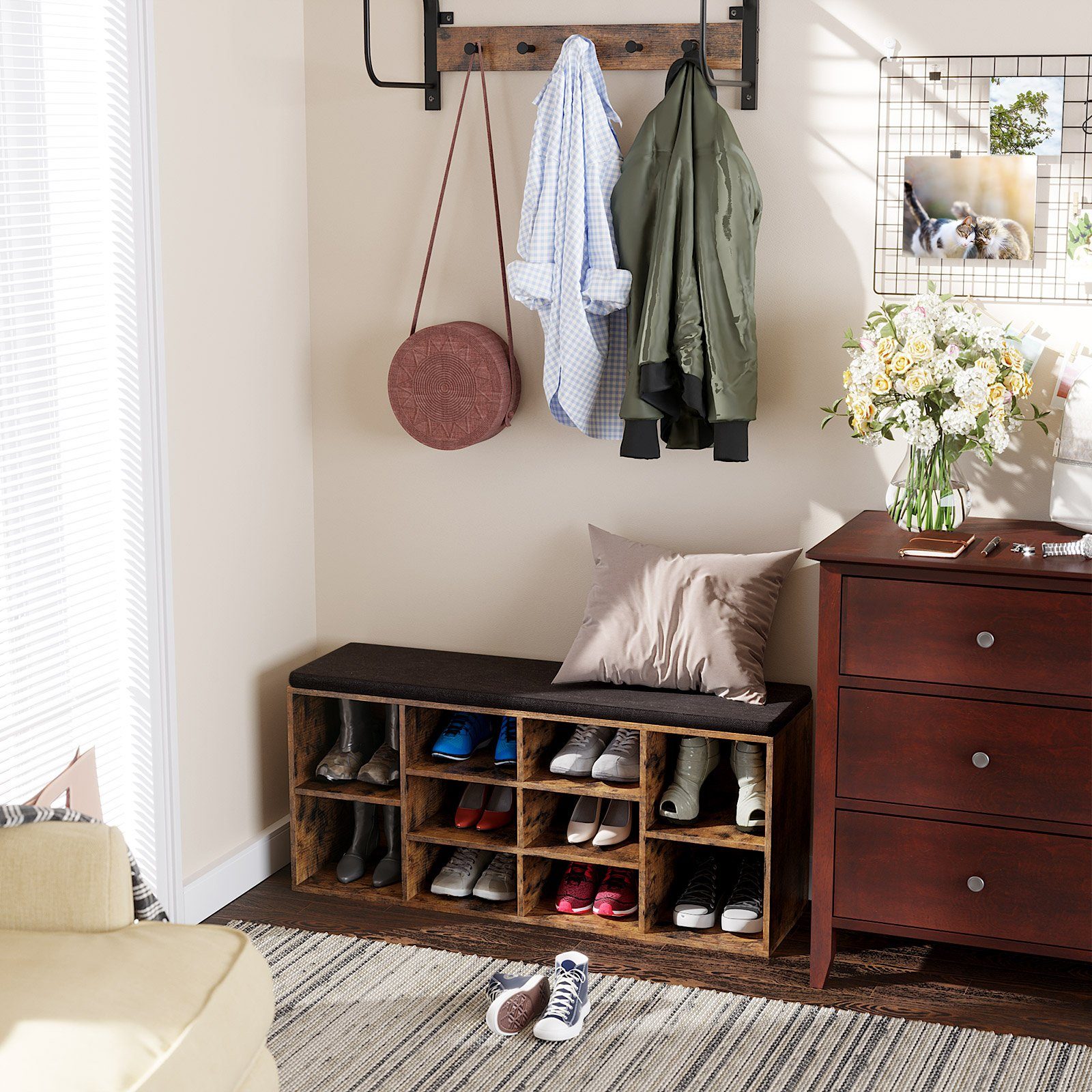 VASAGLE Schuhbank, Schuhregal, mit 10 Fächern, 104 x 30 x 48 cm günstig online kaufen