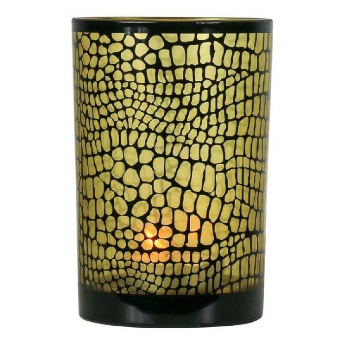 Mars & More Kerzenhalter Teelichthalter Animal Print Croco Mattschwarz (18cm)
