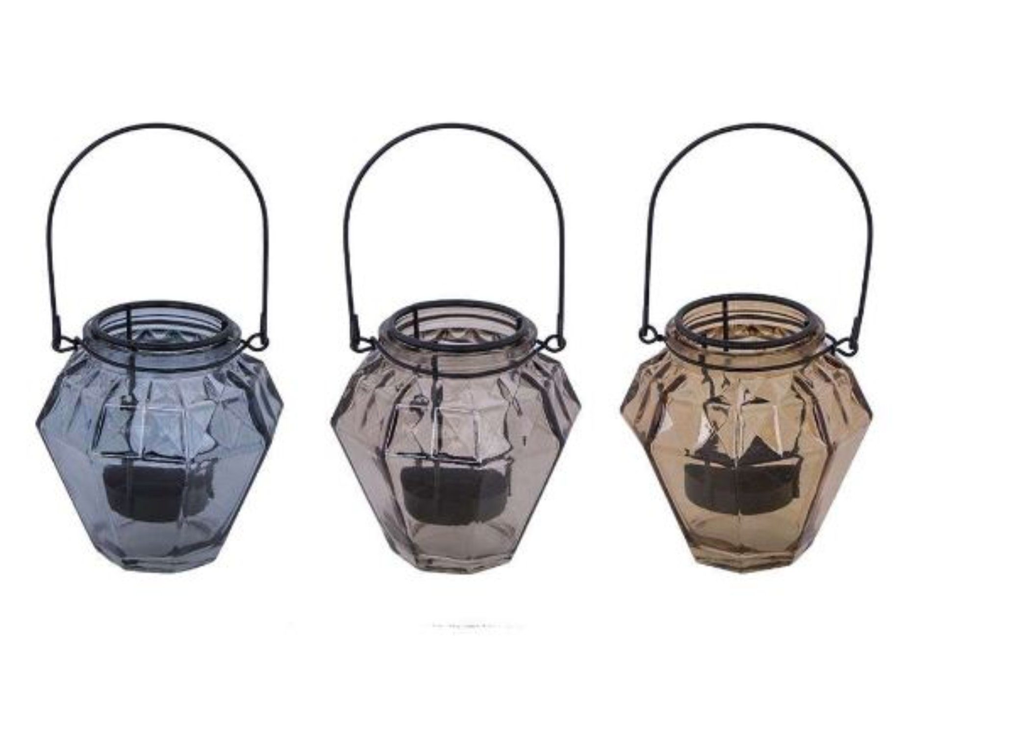 Cosy Home Ideas Teelichthalter Teelichthalter 3tlg. Set 3 Farben Glas mit Einsatz Windlichter (Set, 3-er Set Windlichter), 3 Farben, mit herausnehmbarem Metalleinsatz | Teelichthalter