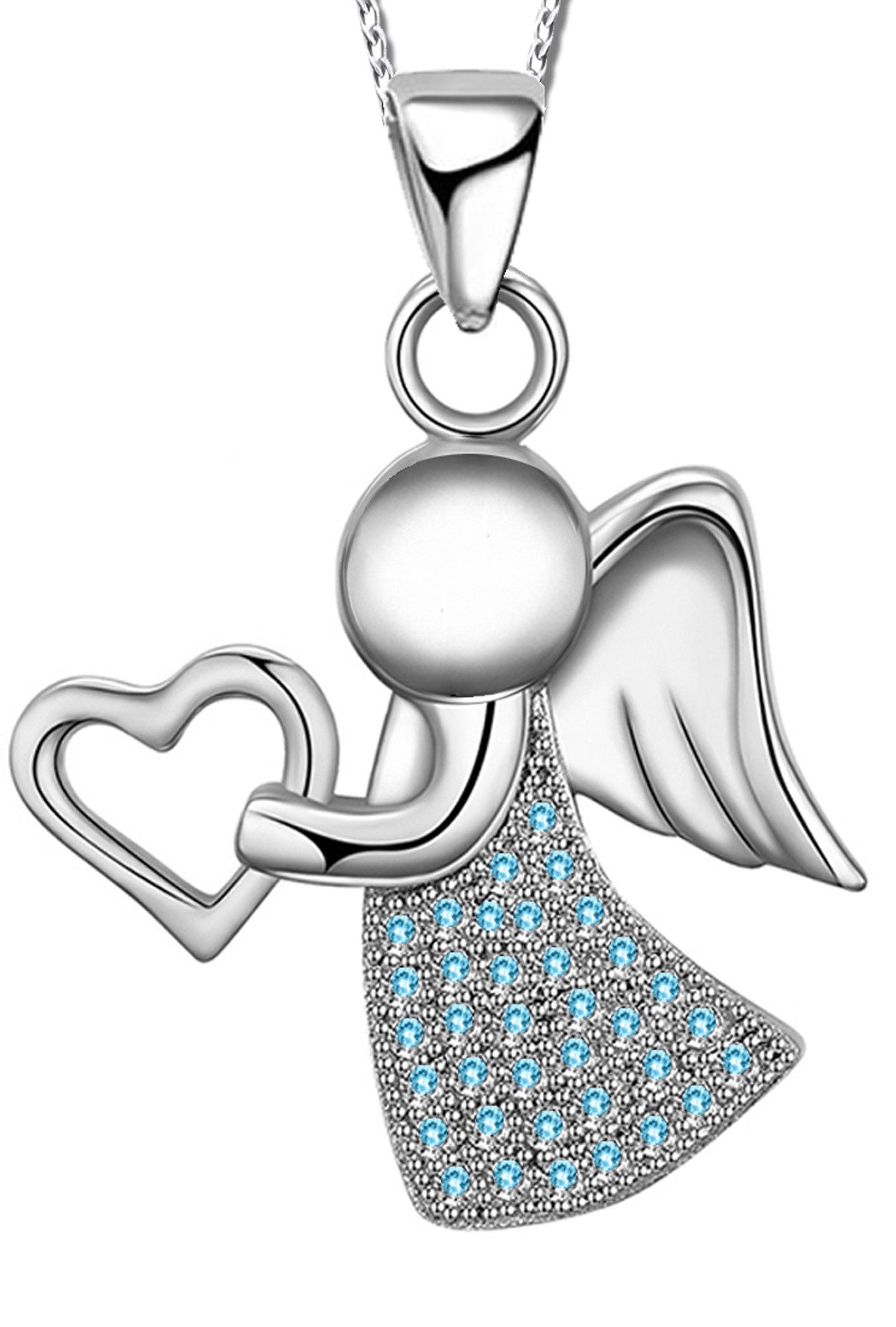 Limana Kette mit Anhänger Mädchen Kinder 925 Silber Schutz-Engel Halskette Damen Frauen (Schmuck inkl. Geschenkdose), Geschenk Idee Freundin Ehefrau Herz Liebe Halskette Herzkette