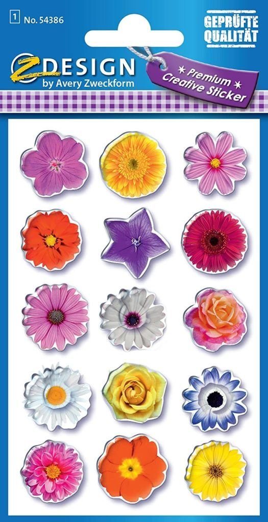 Avery Zweckform Sticker Creative 3D Sticker Aufkleber Blumen, (Set), Bücher