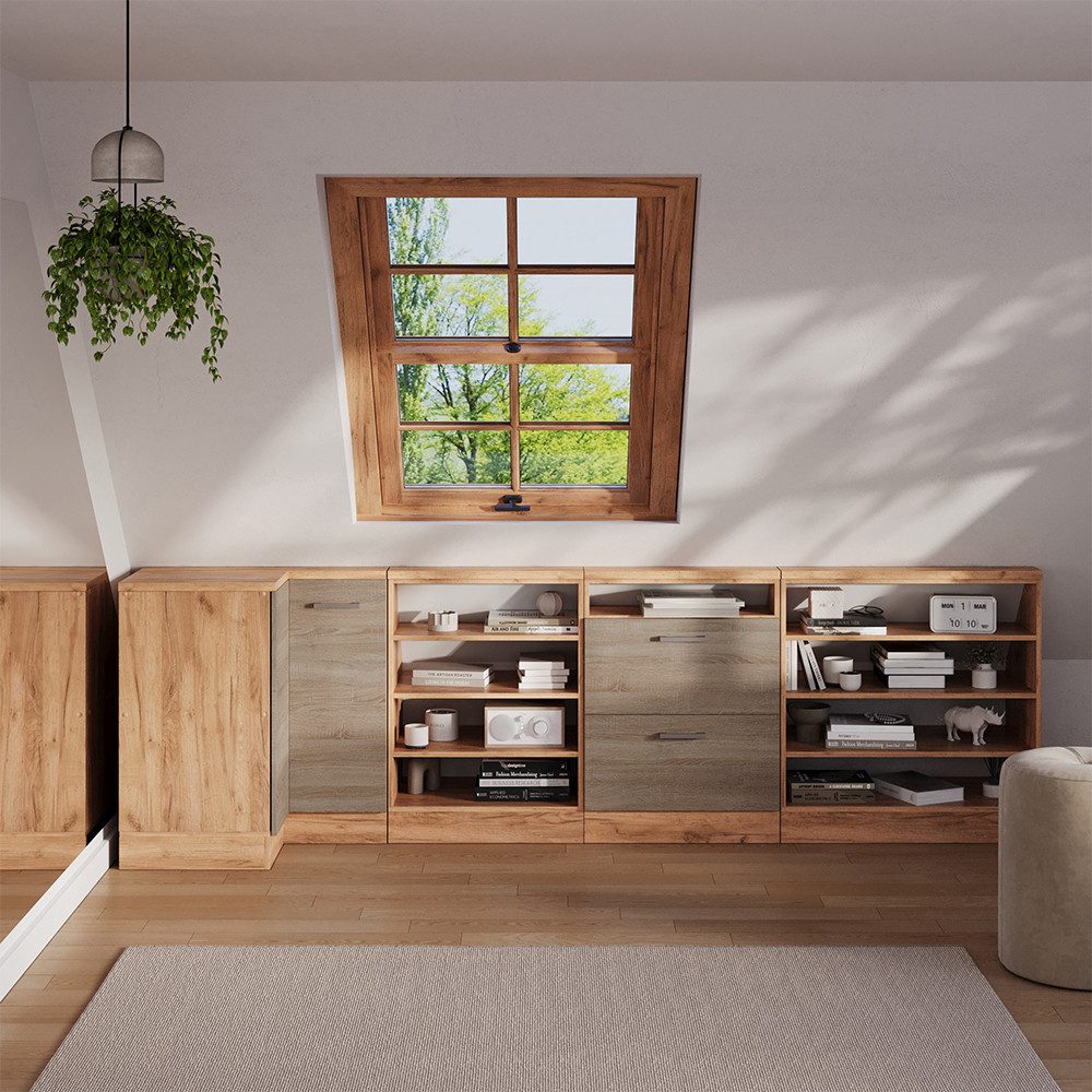 Vicco Kommode Rion, Sonoma/Goldkraft Eiche/Goldkraft Eiche, 75.6 x 81.6 cm mit 1 ... (1 St)