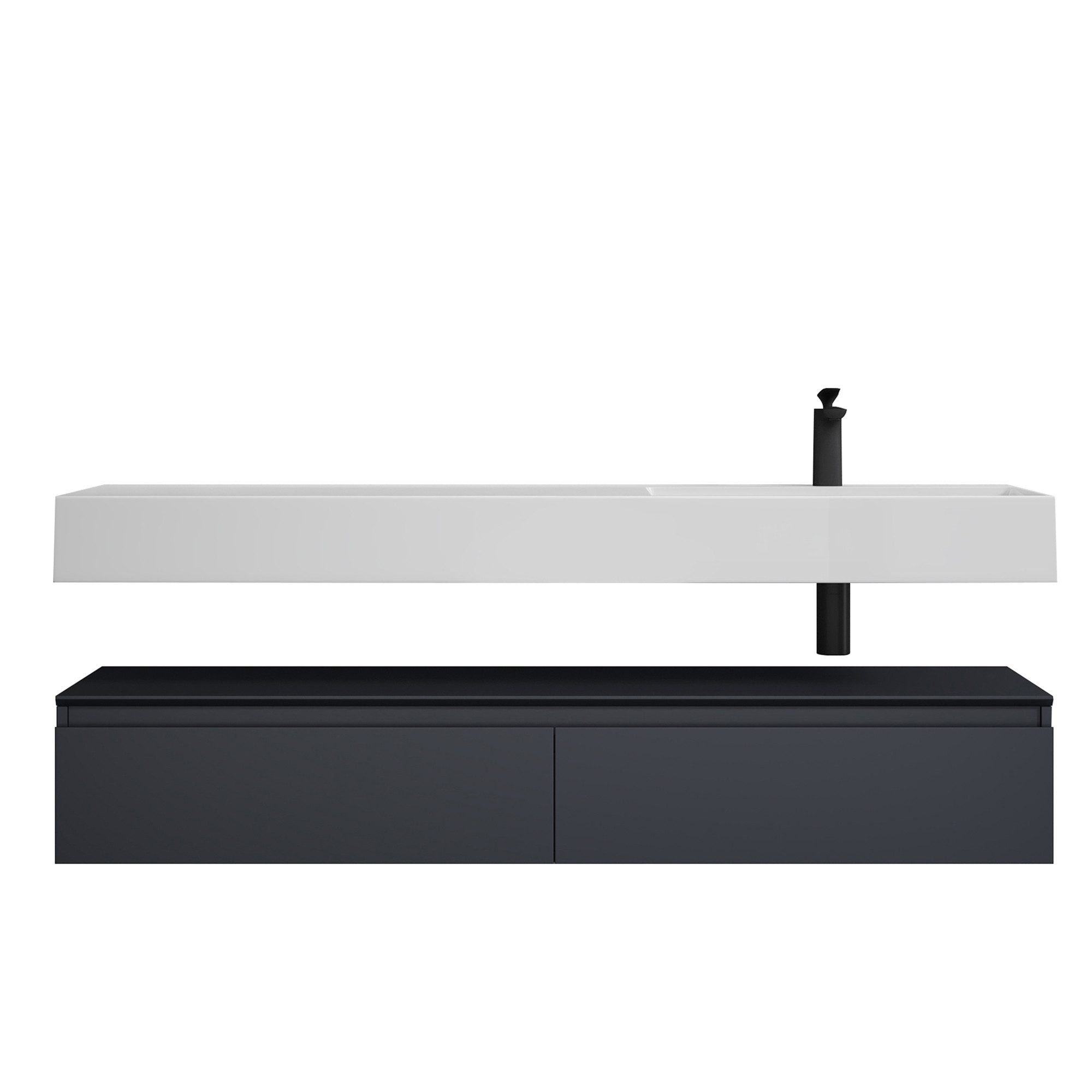 doporro Badmöbel-Set Waschtisch mit Unterschrank 150cm Mineraglguss Waschbe günstig online kaufen